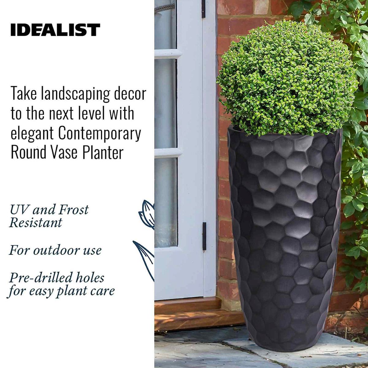 IDEALIST Lite Mosaic Style Tall Round Vase Planter Outdoor Plant Pot