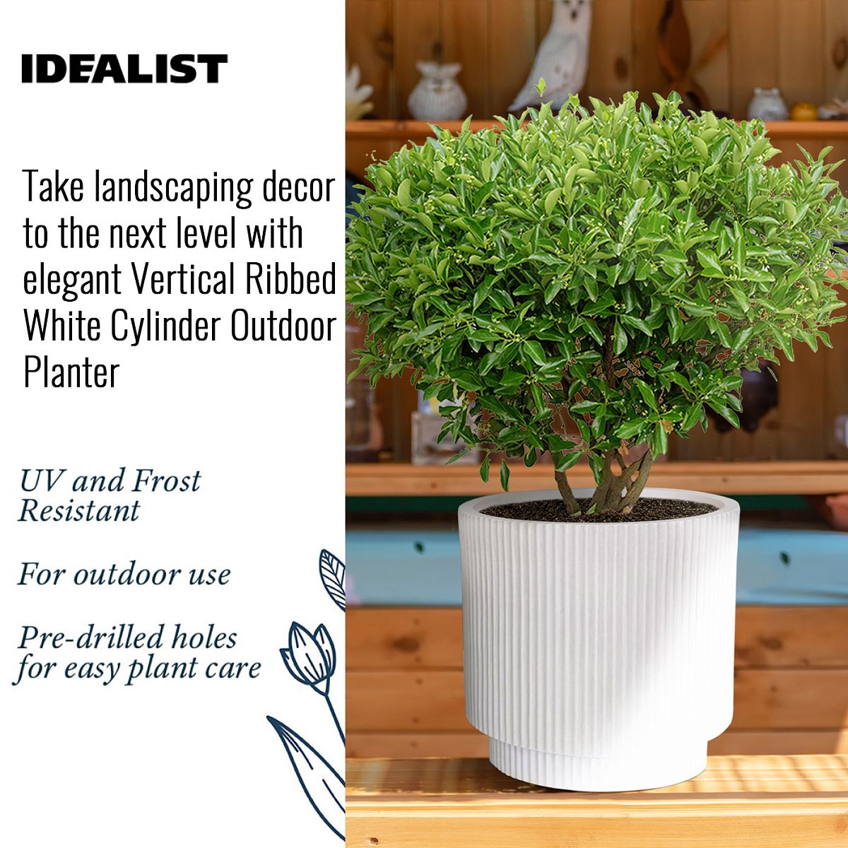 IDEALIST Lite Vertical Ribbed Cylinder Outdoor Planter
