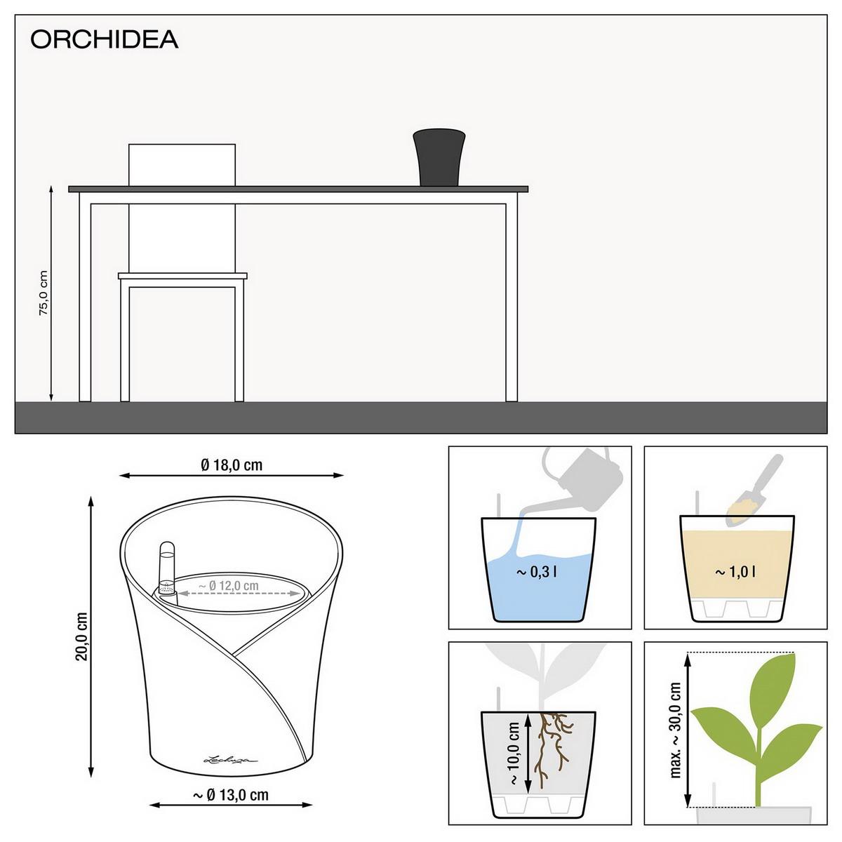 LECHUZA ORCHIDEA Round Poly Resin Indoor Self-watering Planter