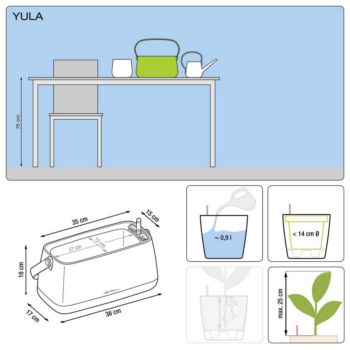 LECHUZA YULA Plant Bag Trough Poly Resin Indoor Self-watering Planter