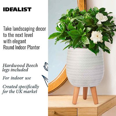 IDEALIST Lite Plaited Style Egg Planter on Legs, Round Pot Plant Stand Indoor