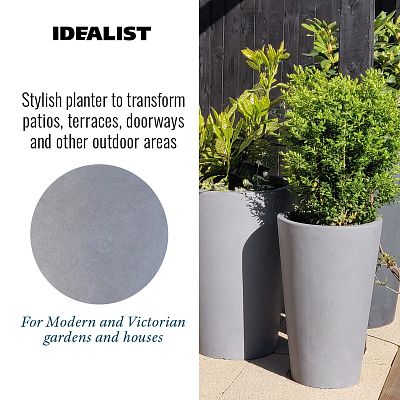 IDEALIST Lite Contemporary Round Vase Stone Grey Light Concrete Planter