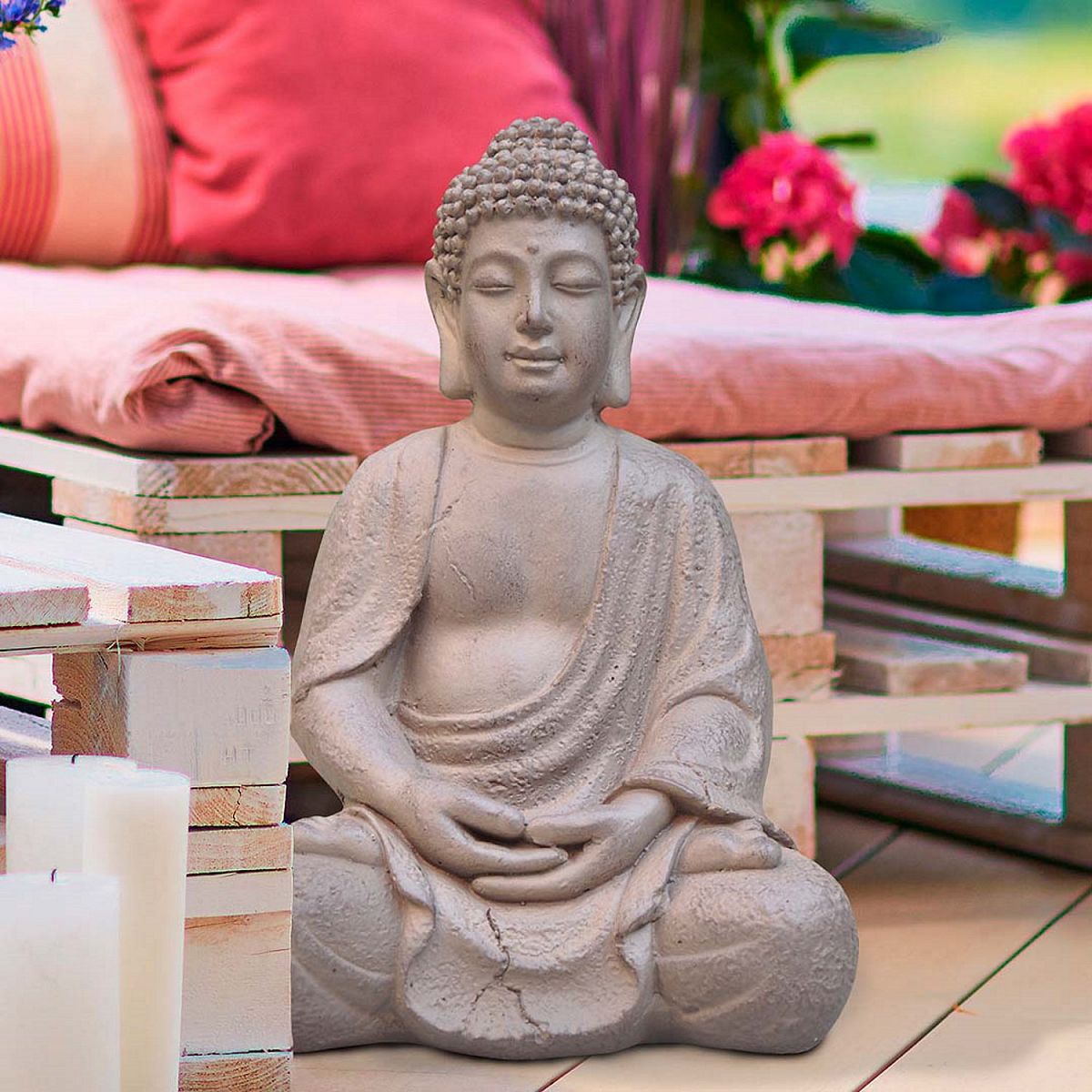 IDEALIST Lite Buddha Sitting in Mediation Brown Indoor and Outdoor Statue L30 W24 H41 cm