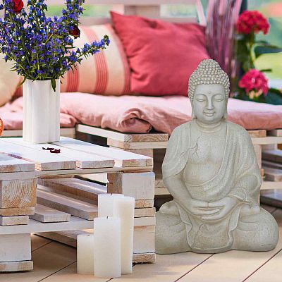 IDEALIST Lite Buddha Sitting in Mediation Beige Indoor and Outdoor Statue L21.5 W17.5 H30.5 cm