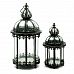 Set of 2 Metal Ornament Garden Dark Silver Lanterns by Minster