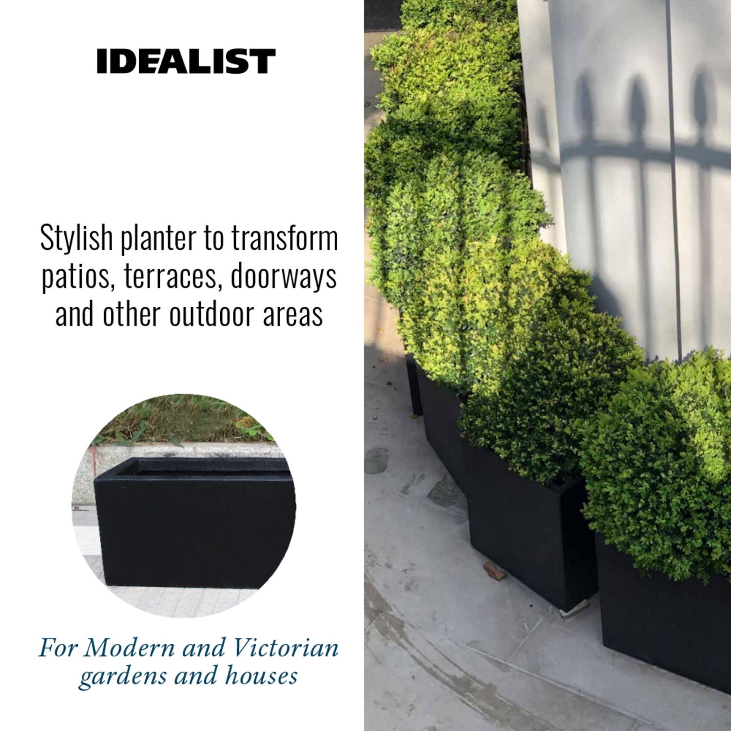 IDEALIST Lite Contemporary Light Concrete Trough Planter Set