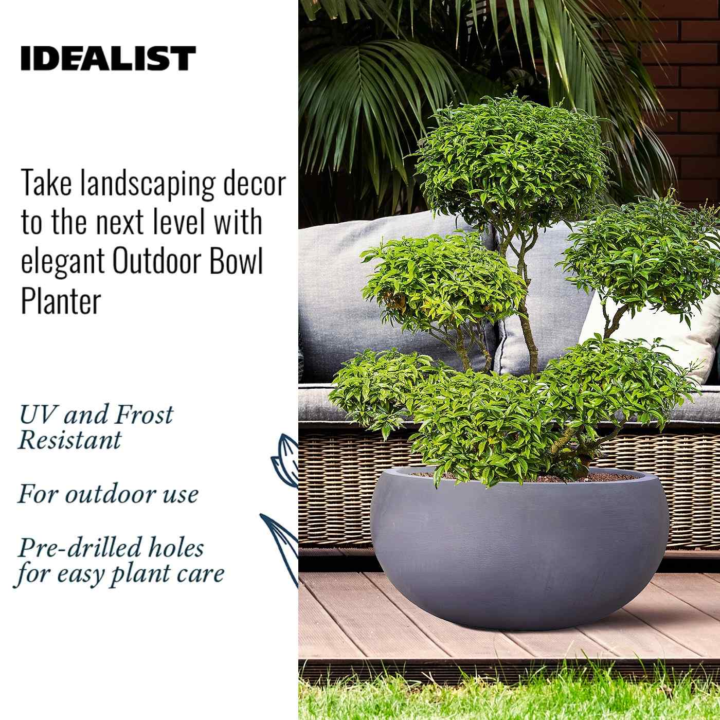 IDEALIST Lite Classic Smooth Bowl Outdoor Planter