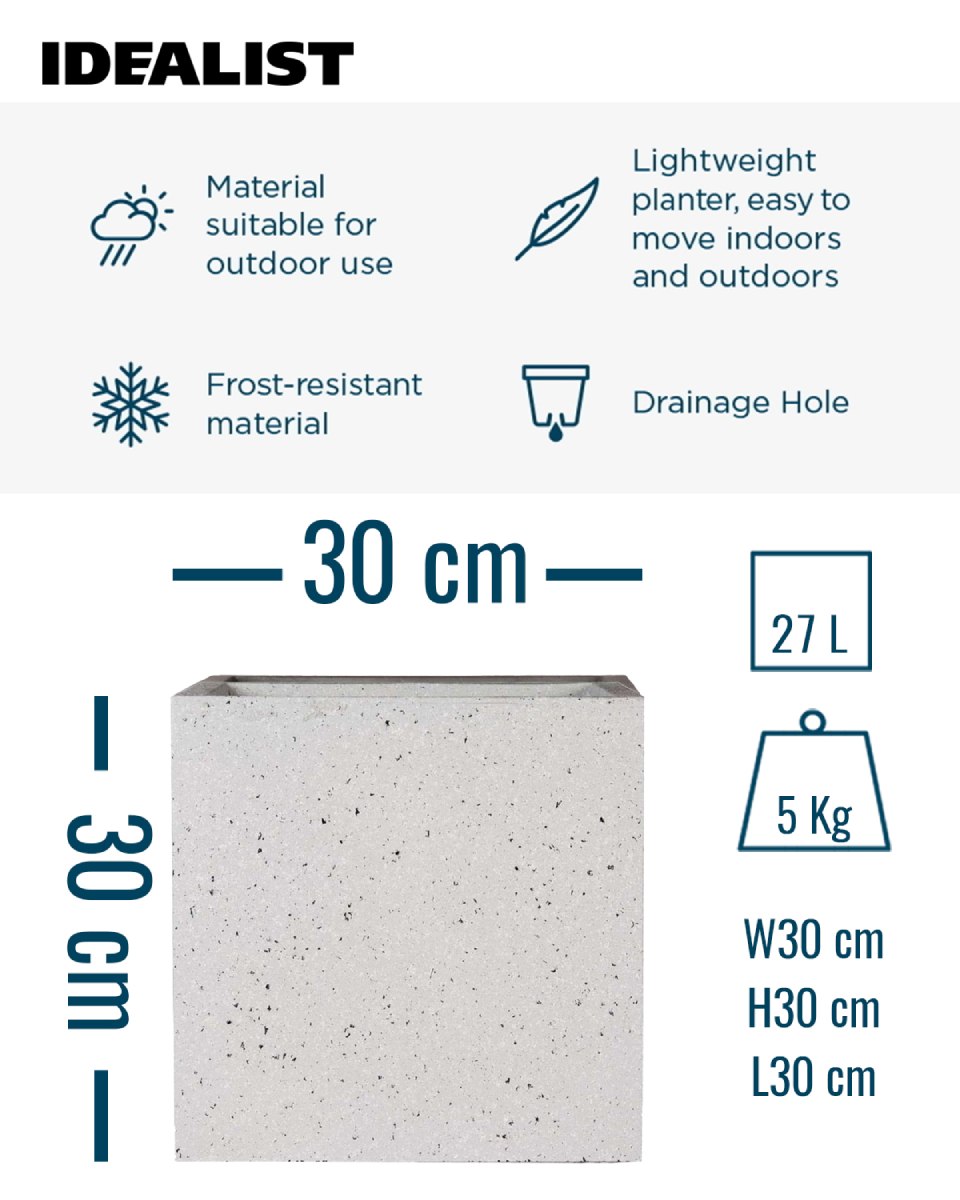 IDEALIST Lite Square Box Contemporary Marble Light Concrete Planter