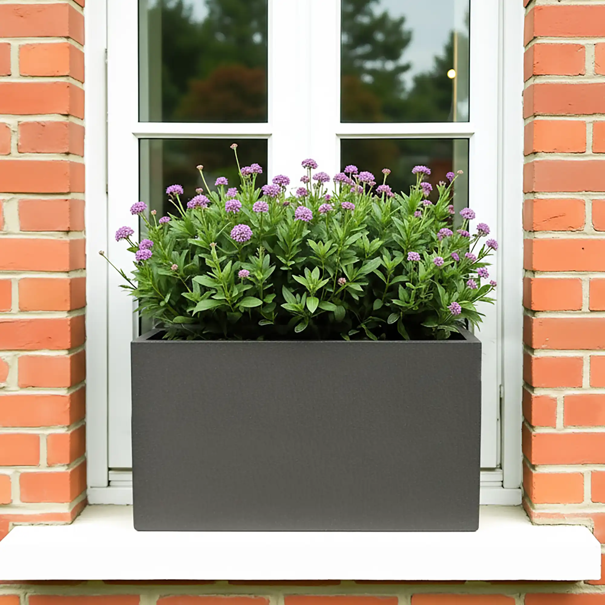 Geo Window Flower Box Fiberglass Trough Aluminium Planter Pot In/Out