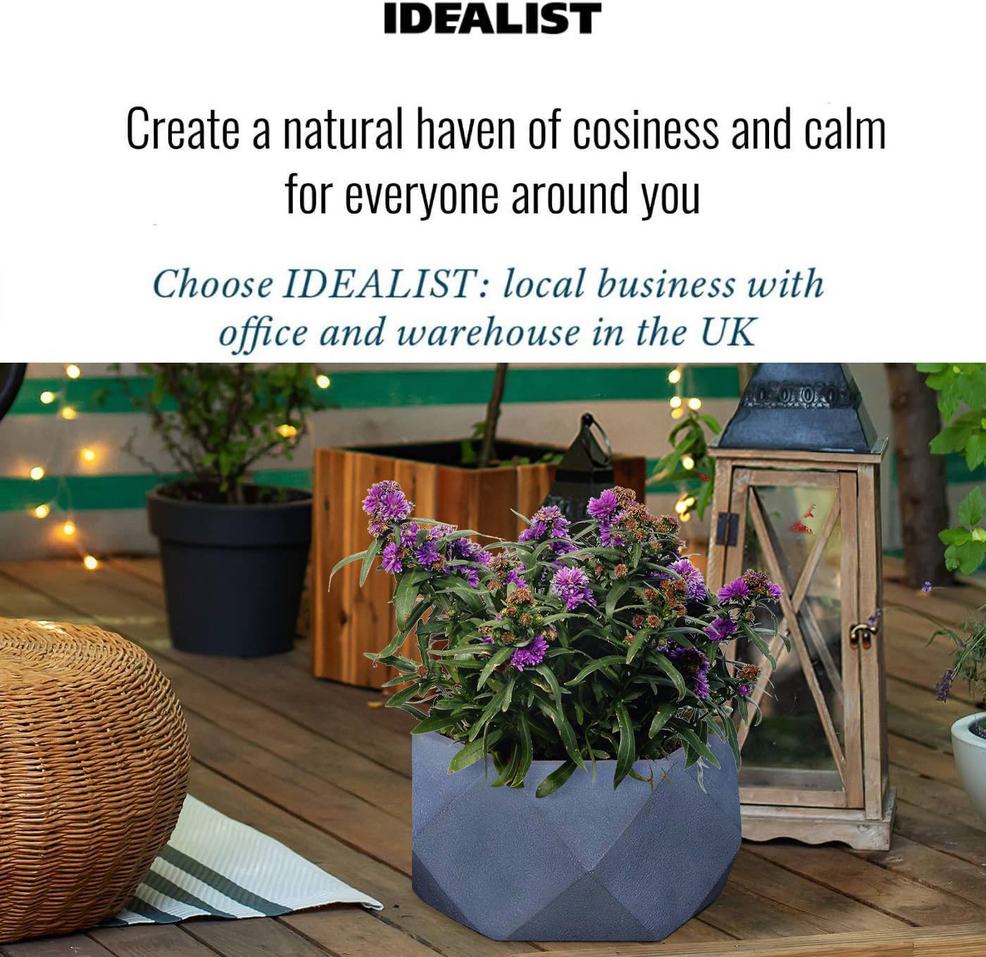 IDEALIST Lite Faceted Effect Bowl Planter Indoor Plant Pot