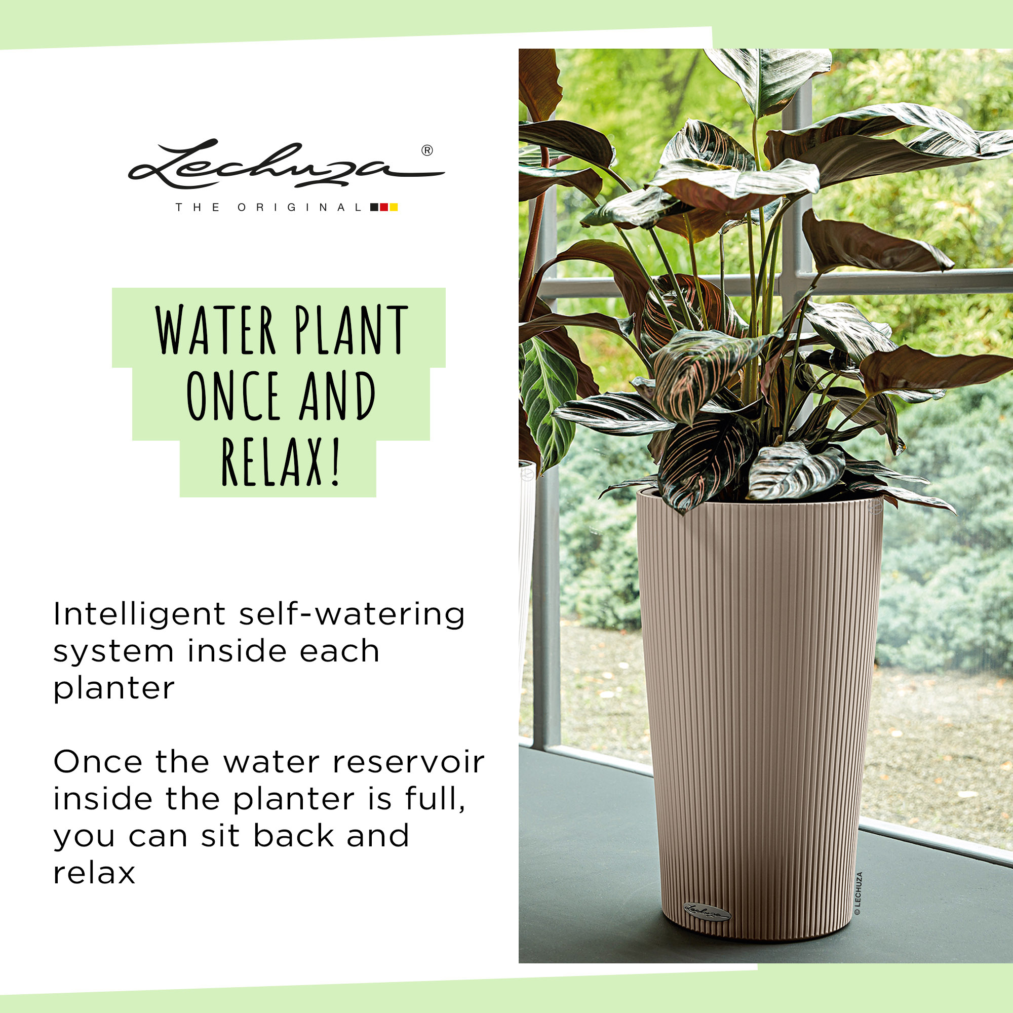 LECHUZA CILINDRO Color Round Tall Poly Resin Self-watering Planter