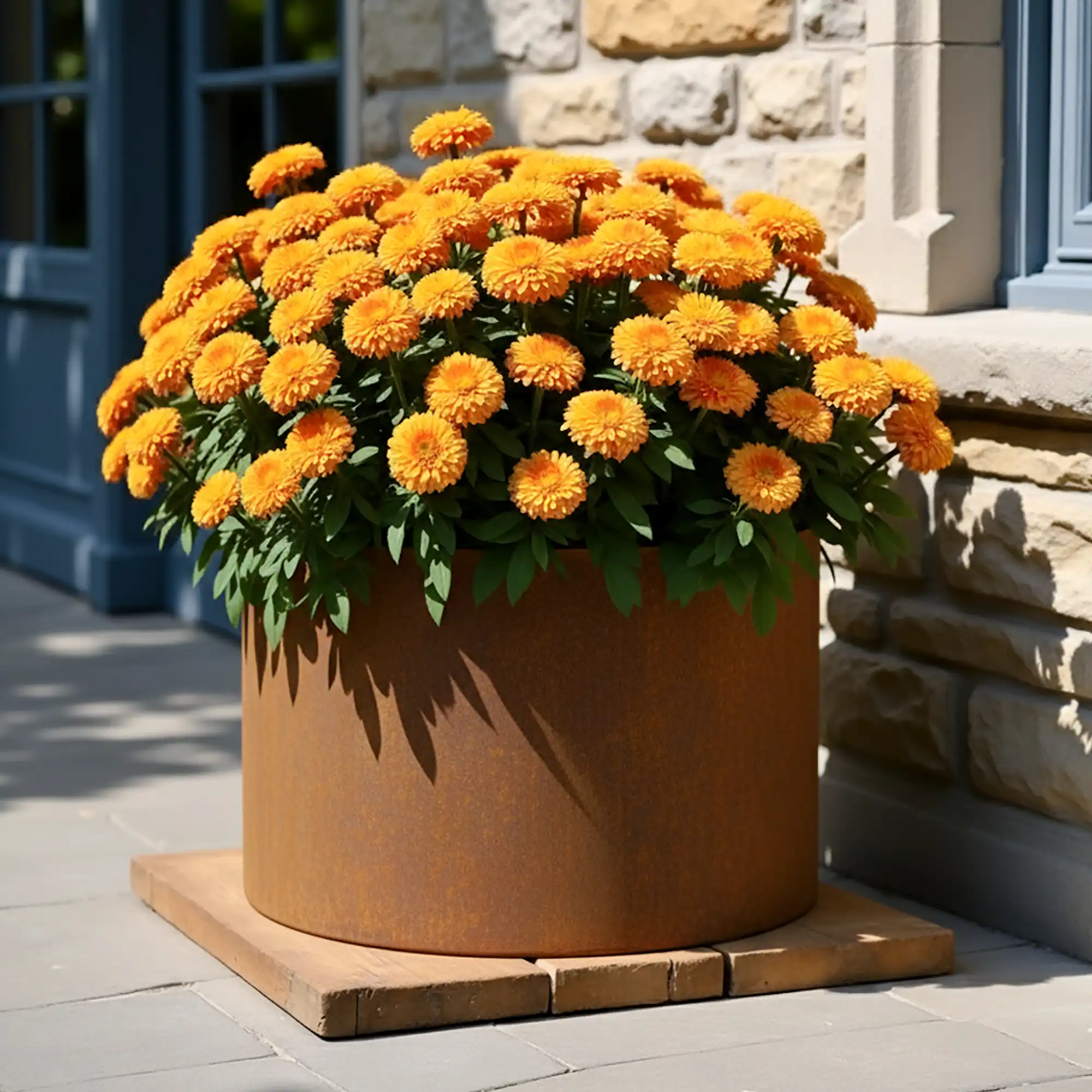 Atlas Round Tall Corten Steel Outdoor Planter