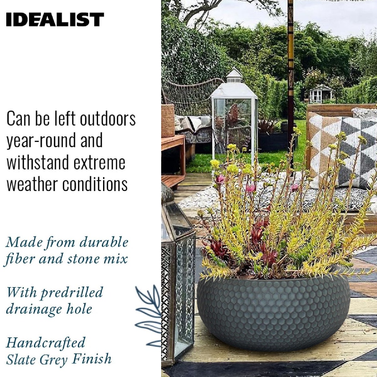 IDEALIST Lite Honeycomb Style Bowl Outdoor Planter