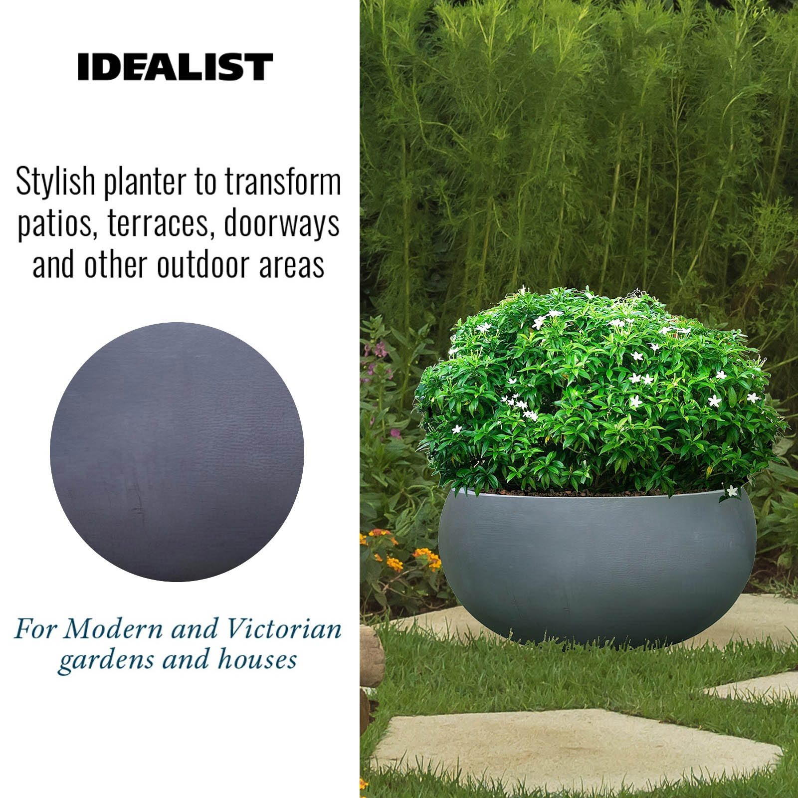 IDEALIST Lite Classic Smooth Bowl Outdoor Planter