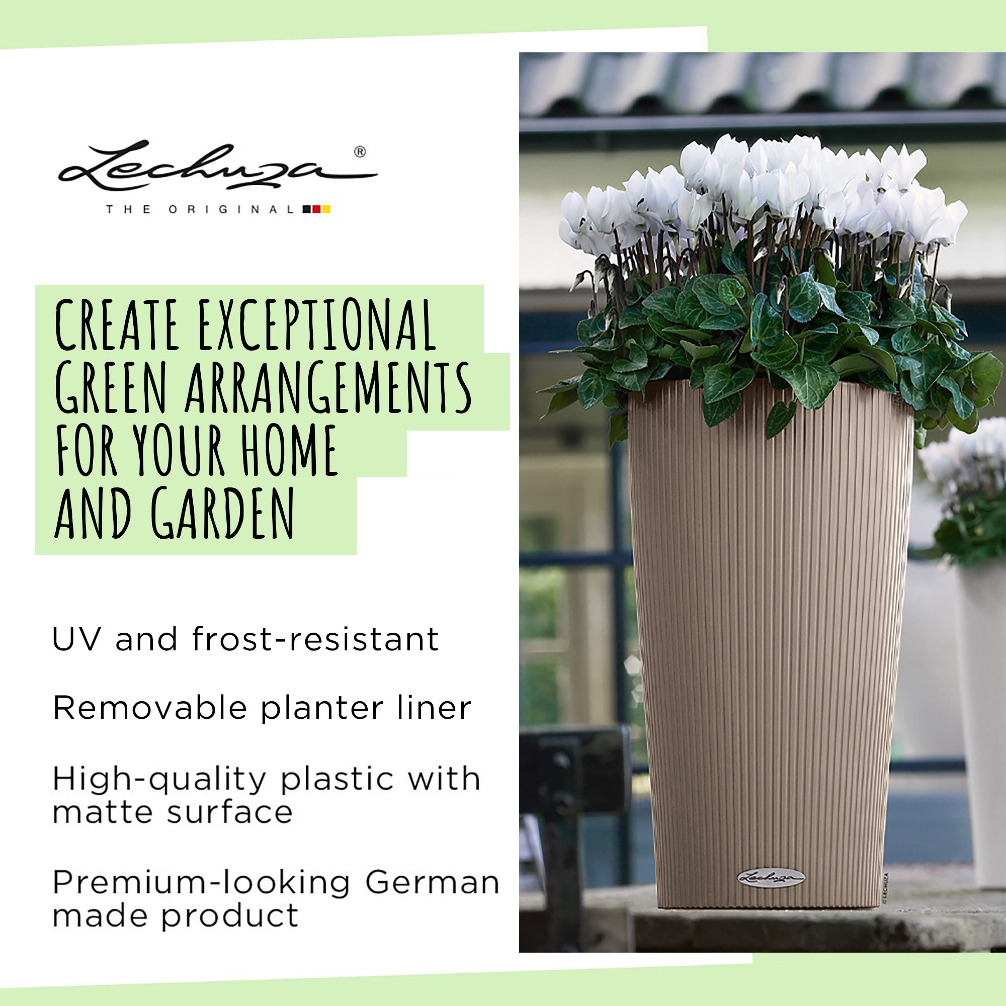 LECHUZA CILINDRO Color Round Tall Poly Resin Self-watering Planter