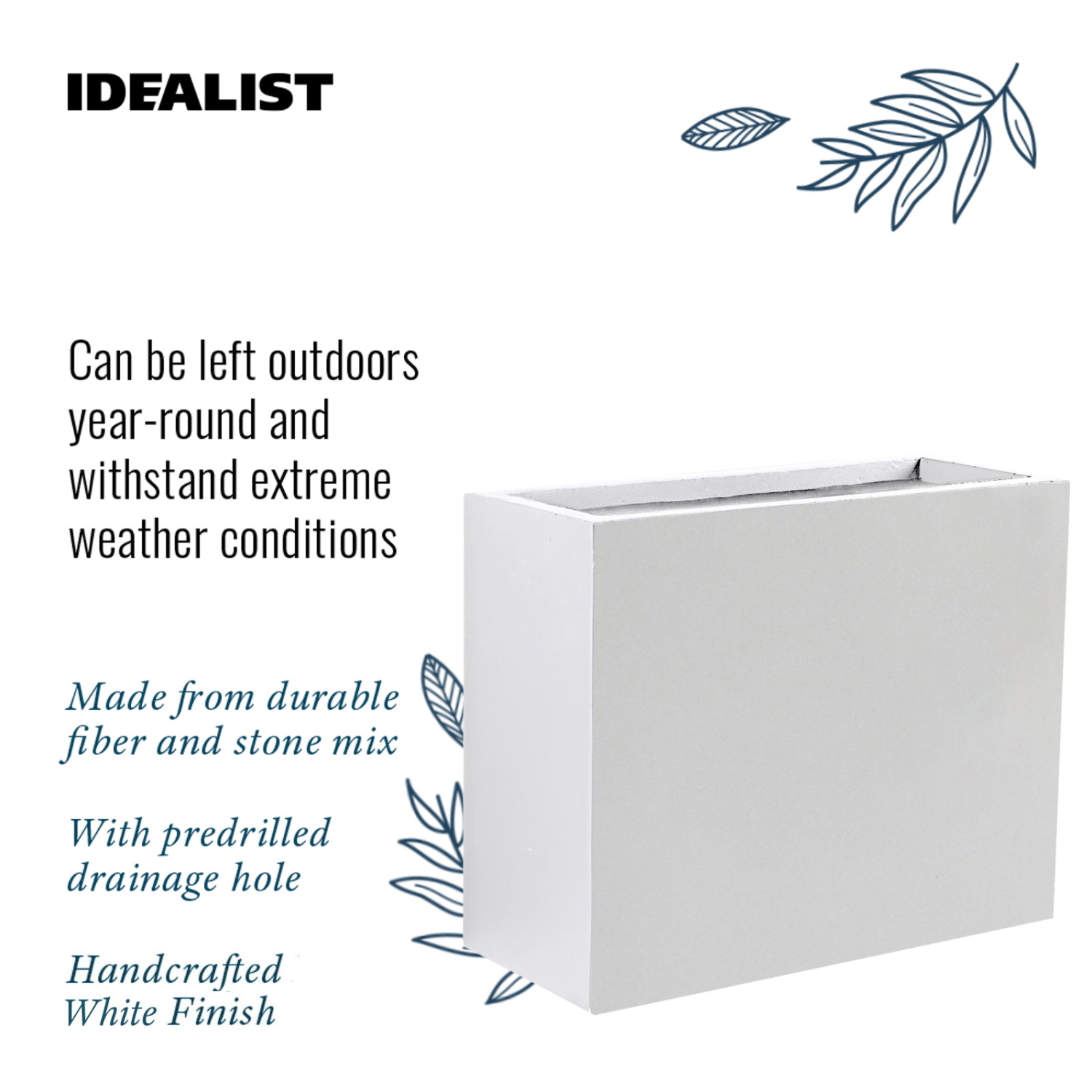IDEALIST Lite Contemporary Light Concrete Trough Planter