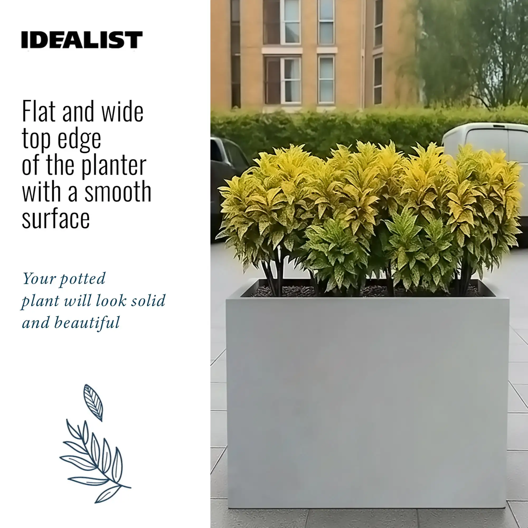 IDEALIST Lite Contemporary Light Concrete Trough Planter