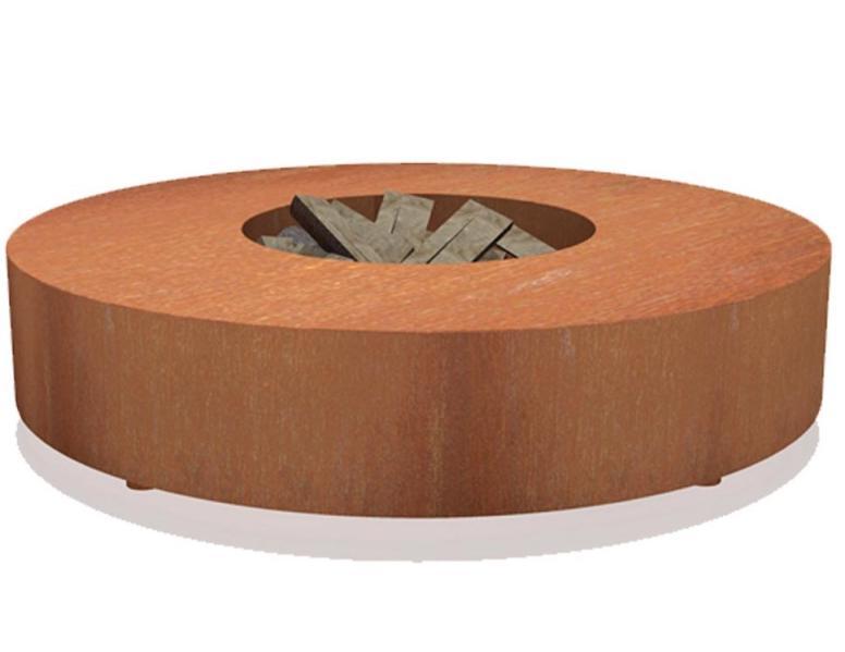 Round Corten Steel Fire Garden Table