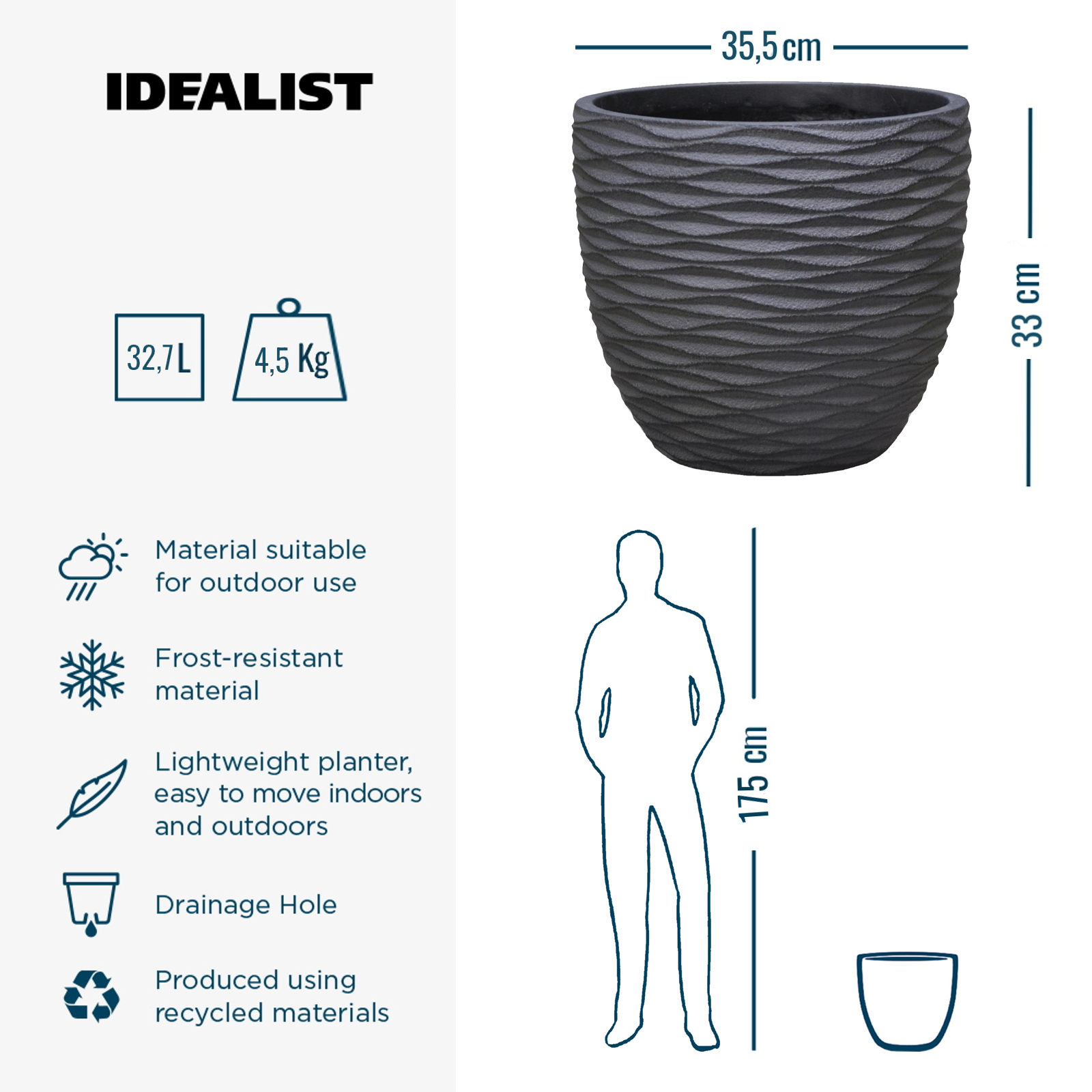 IDEALIST Lite Wave Style Outdoor Egg Planter