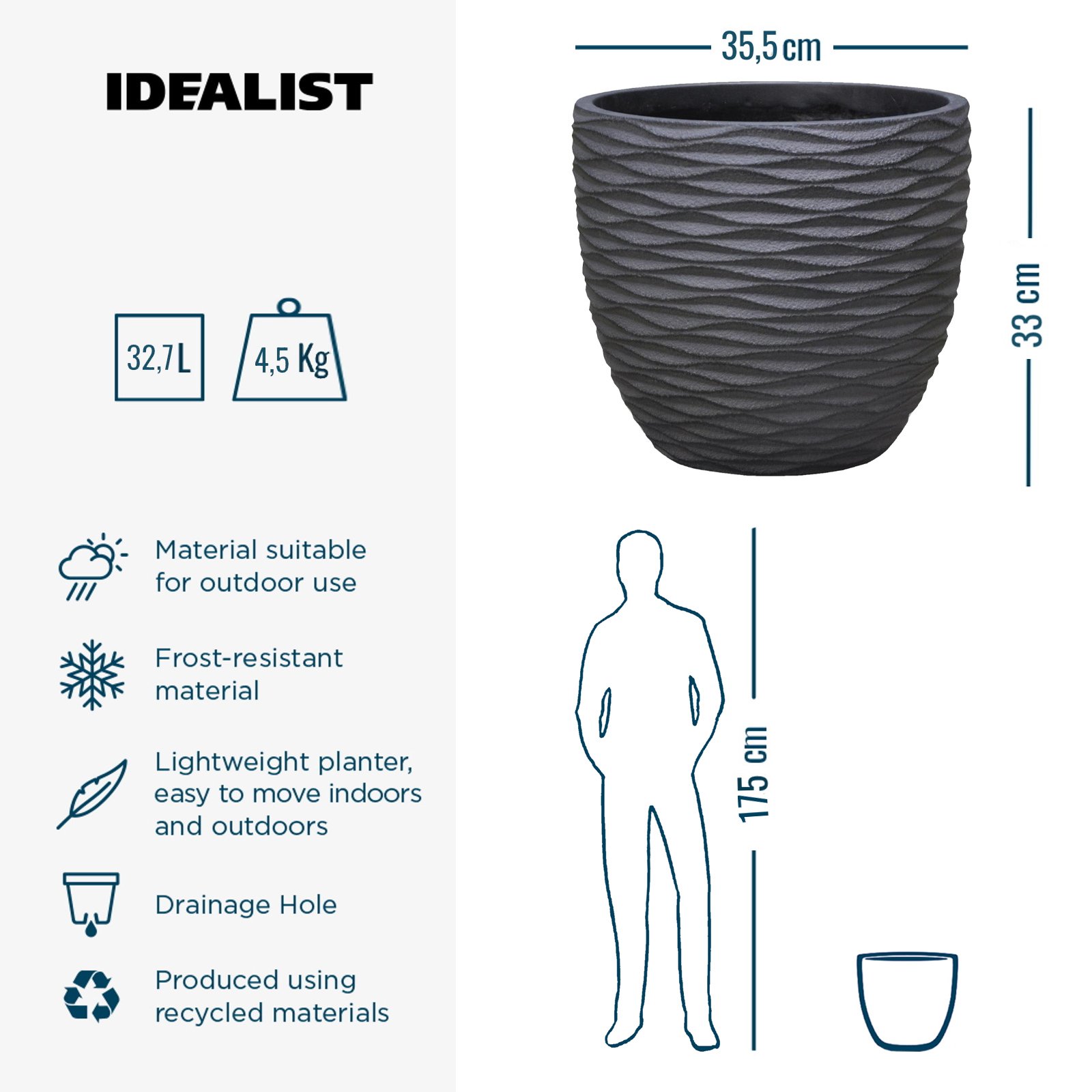 IDEALIST Lite Wave Style Outdoor Egg Planter