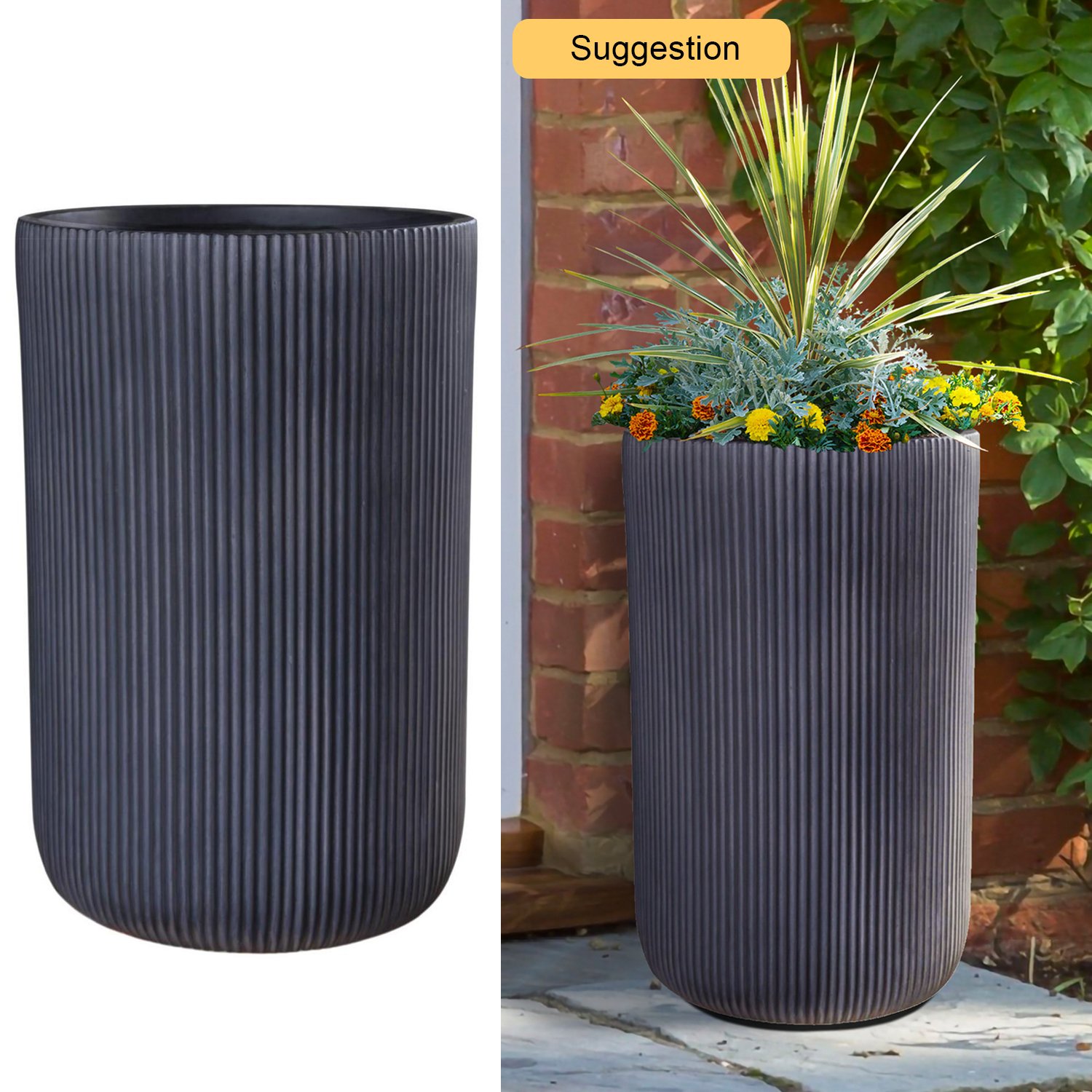 IDEALIST Lite Ribbed Cylinder Outdoor Planter