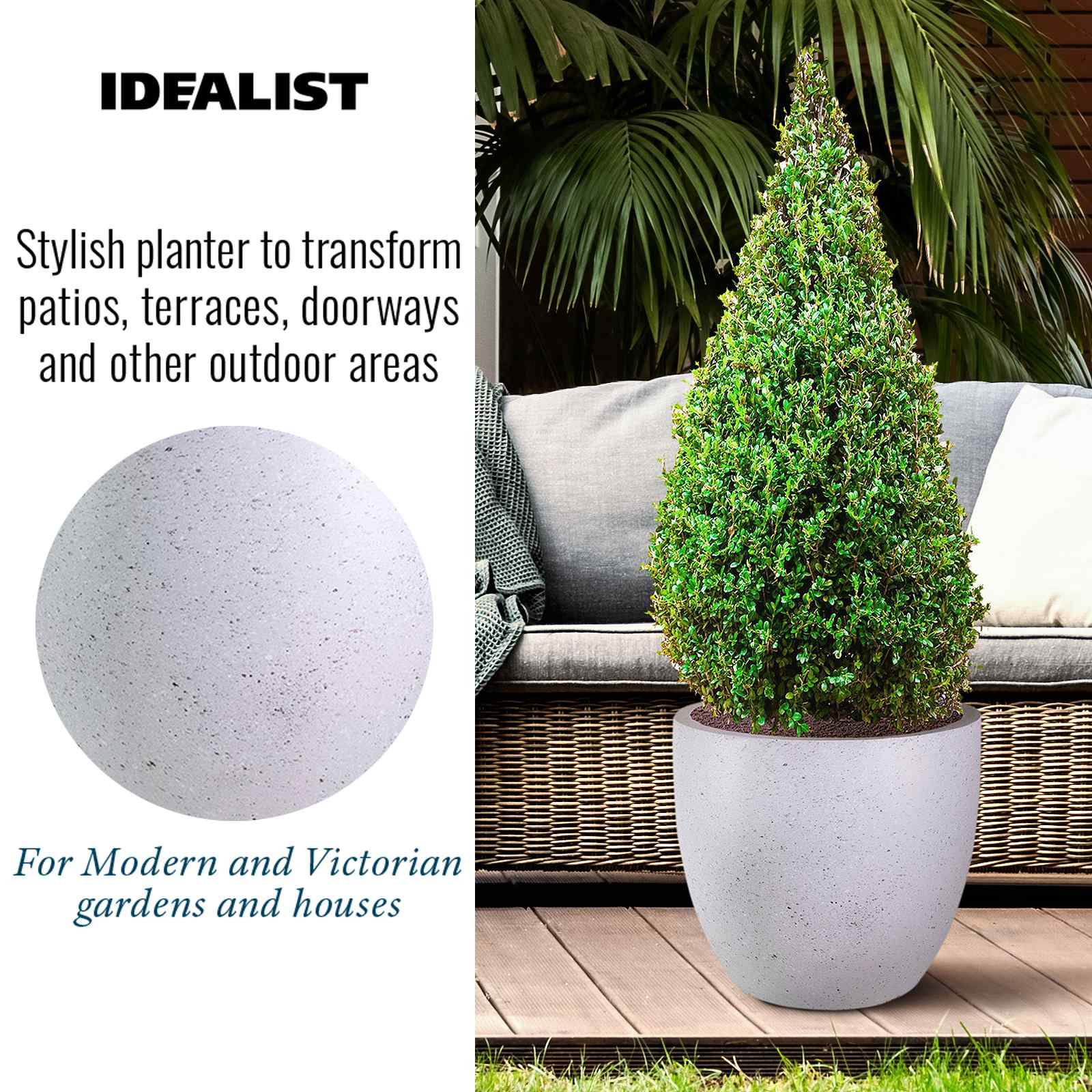 IDEALIST Lite Contemporary Light Concrete Egg Planter