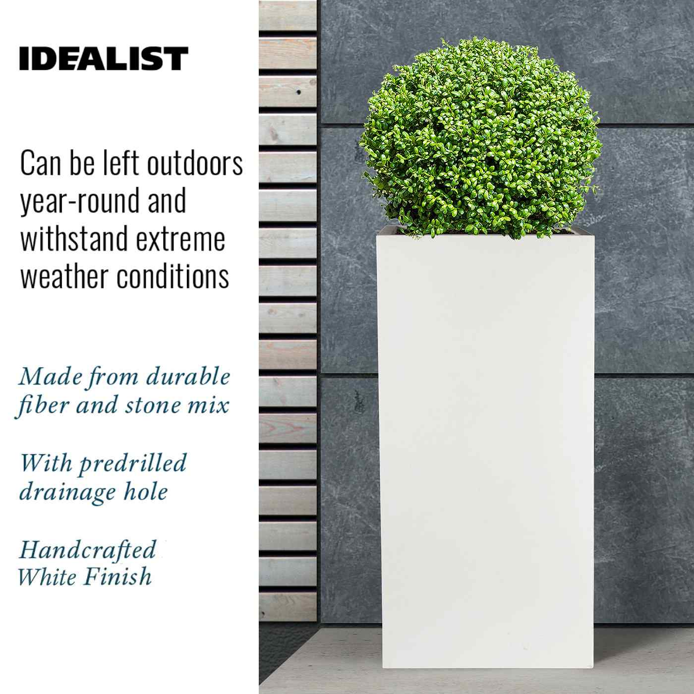 IDEALIST Lite Tall Square Contemporary Light Concrete Planter