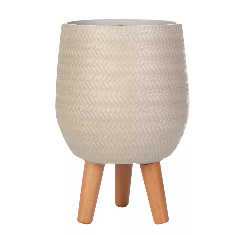 IDEALIST Lite Plaited Style Egg Planter on Legs, Round Pot Plant Stand Indoor