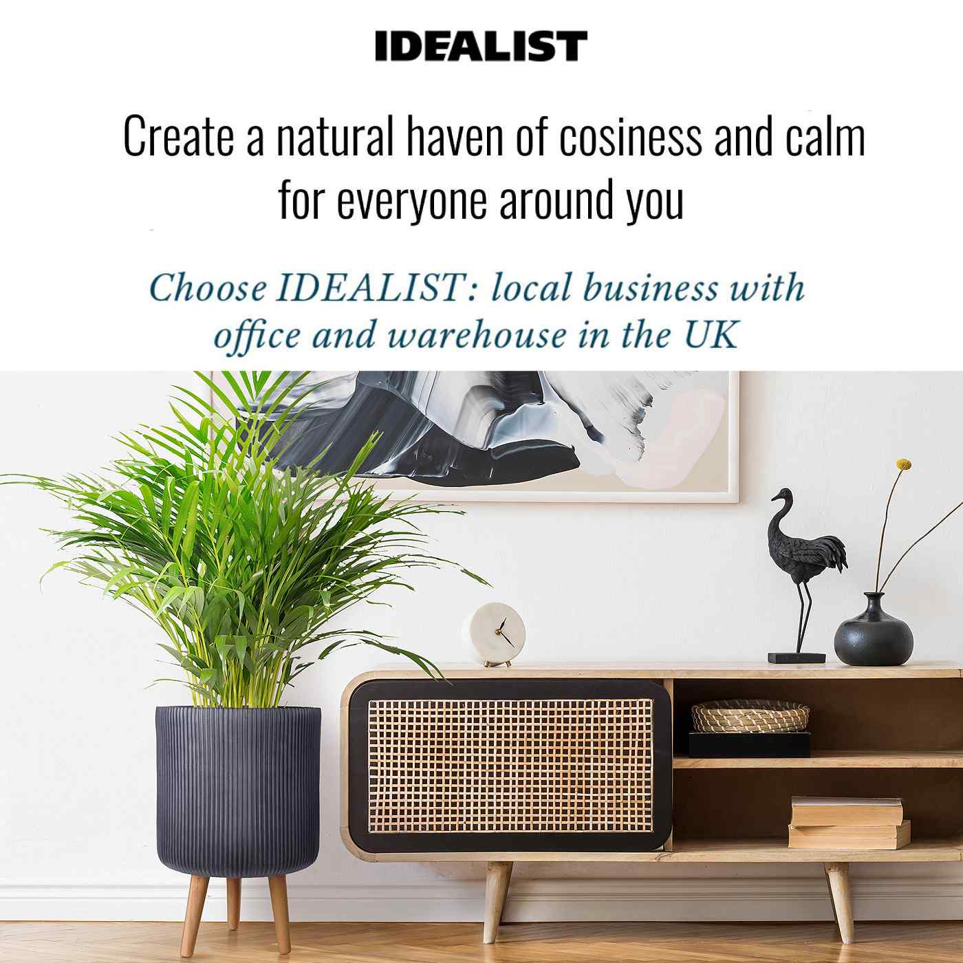 IDEALIST Lite Ribbed Cylinder Planter on Legs, Round Pot Plant Stand Indoor