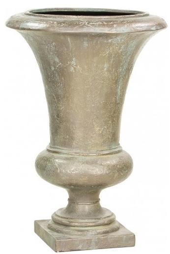 Amphora Vase Verdrigris-bronze Round Tall Polystone Outdoor Planter 