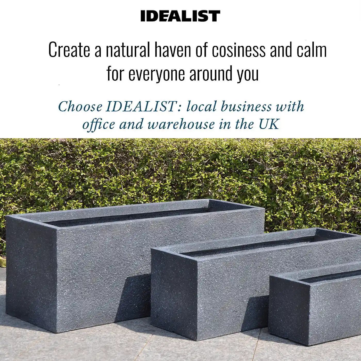 IDEALIST Lite Textured Concrete Effect Trough Outdoor Planter