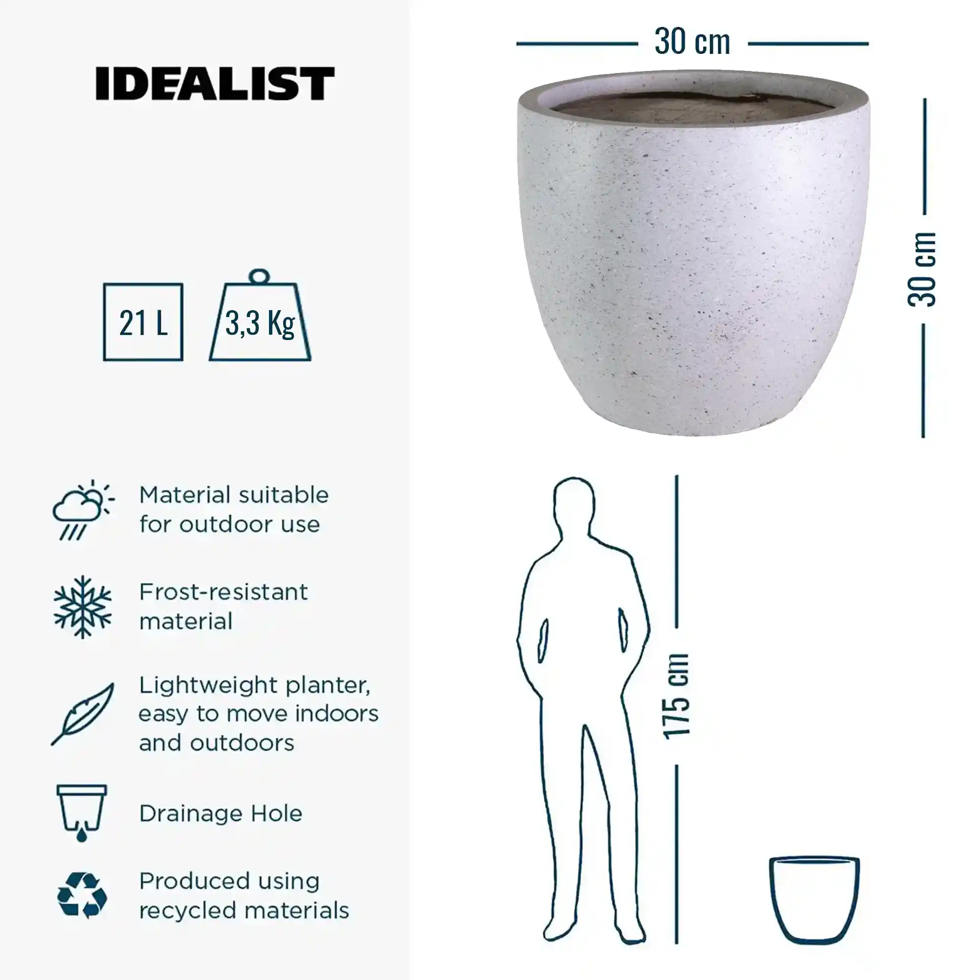 IDEALIST Lite Contemporary Light Concrete Egg Planter