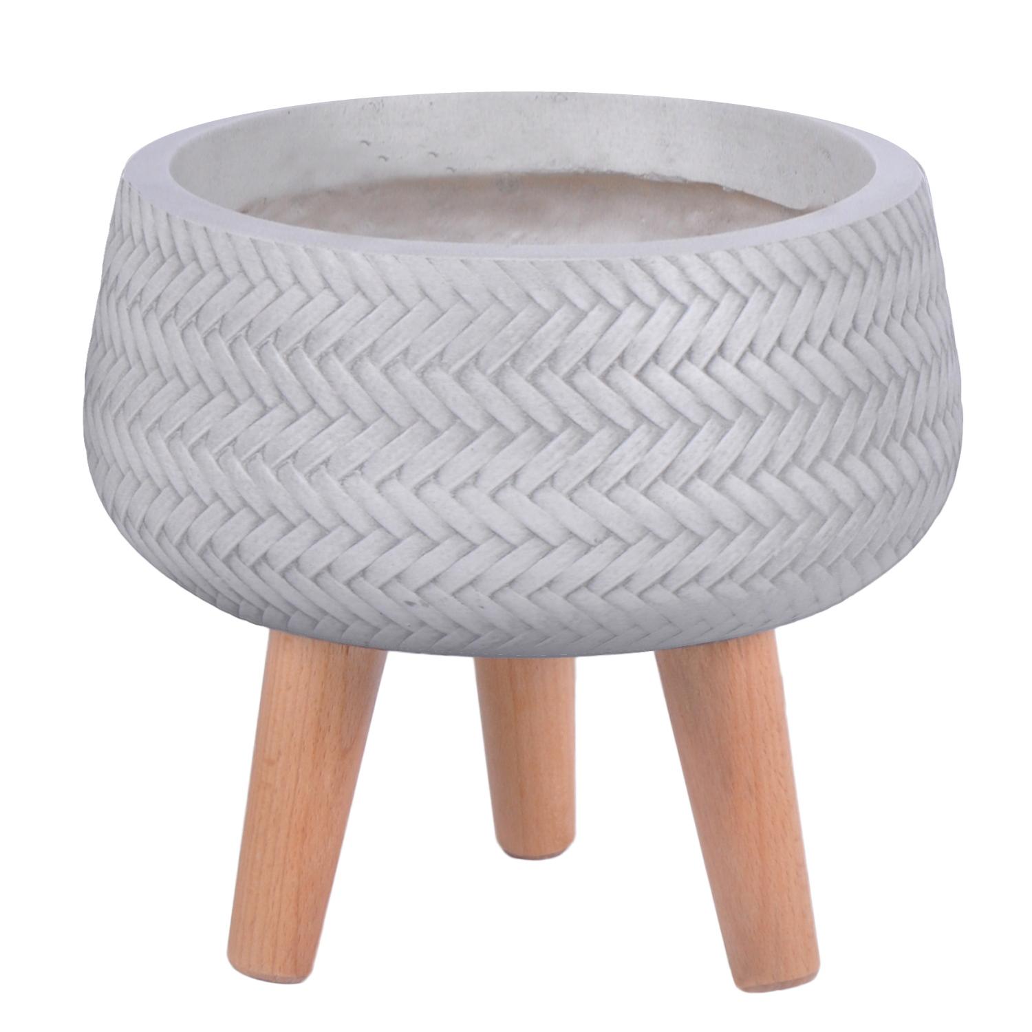 IDEALIST Lite Plaited Style Bowl Planter on Legs, Round Pot Plant Stand Indoor