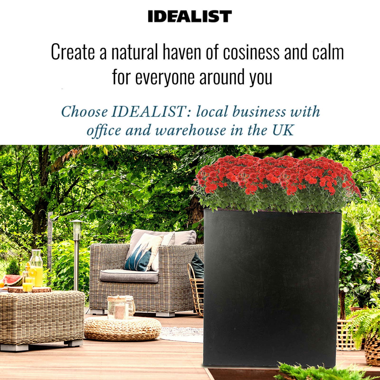 IDEALIST Lite Narrow Contemporary Light Concrete Trough Planter
