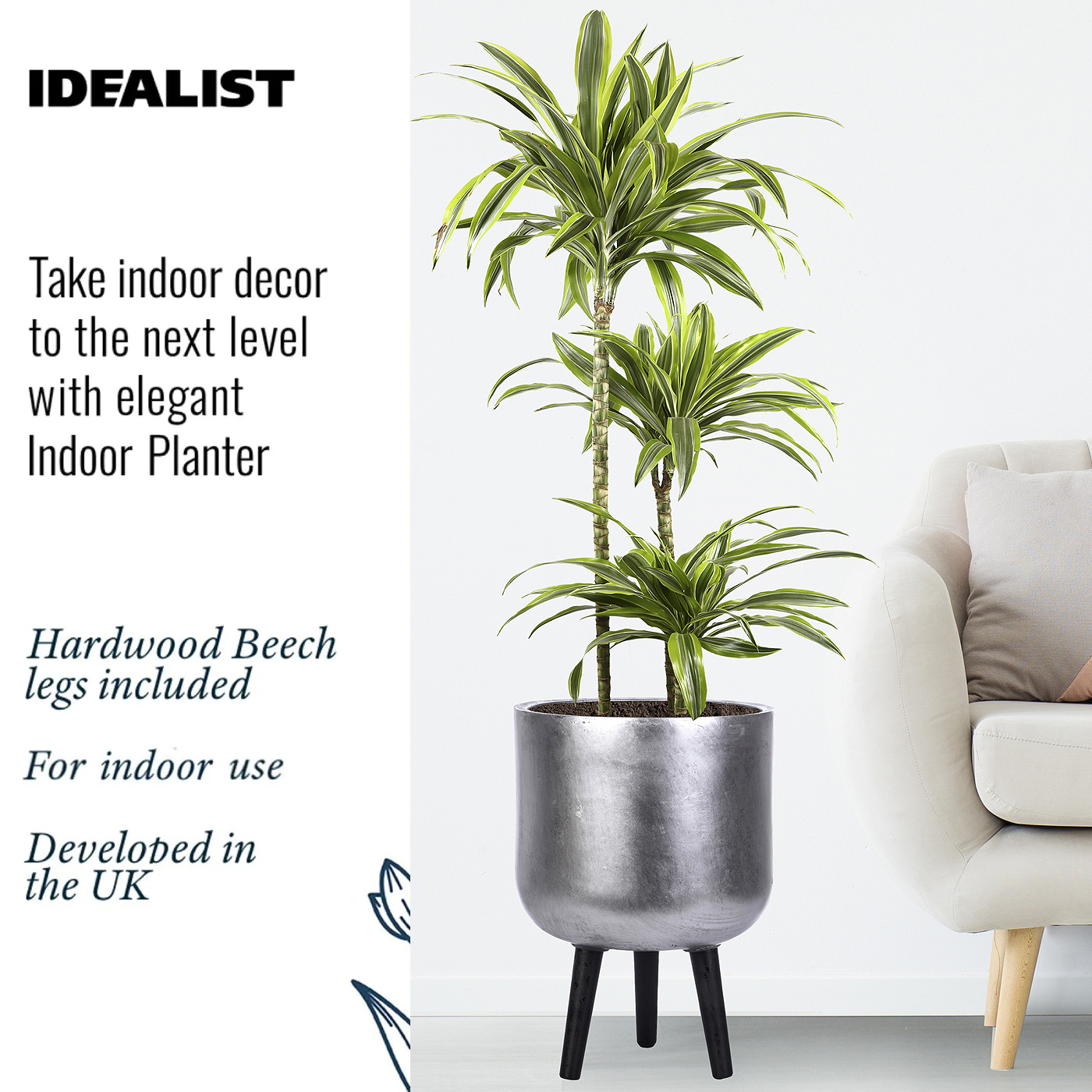 IDEALIST Lite Round Planter on Legs, Round Pot Plant Stand Indoor