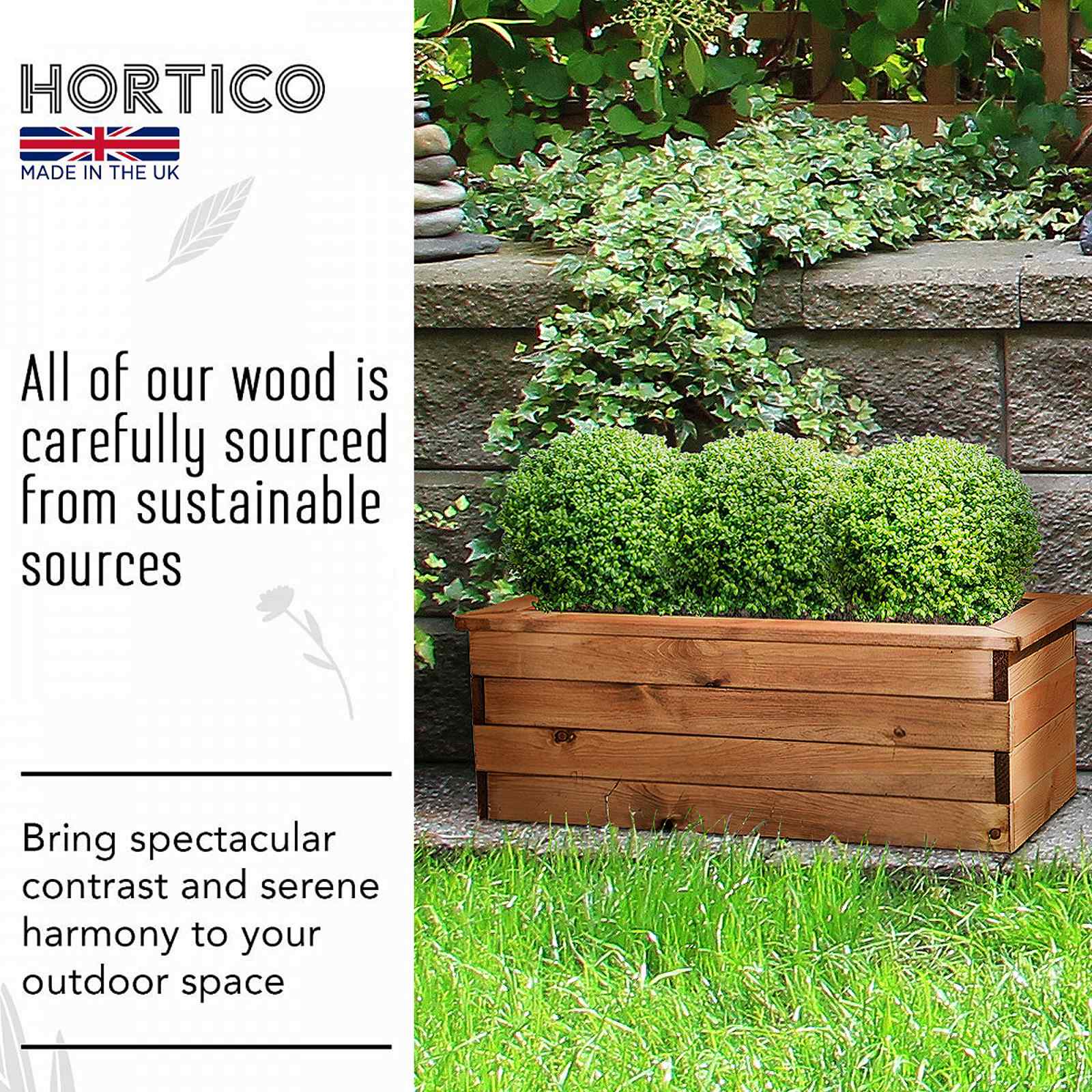 Rustic Scandinavian Redwood Trough Outdoor Planter Made in UK by HORTICO