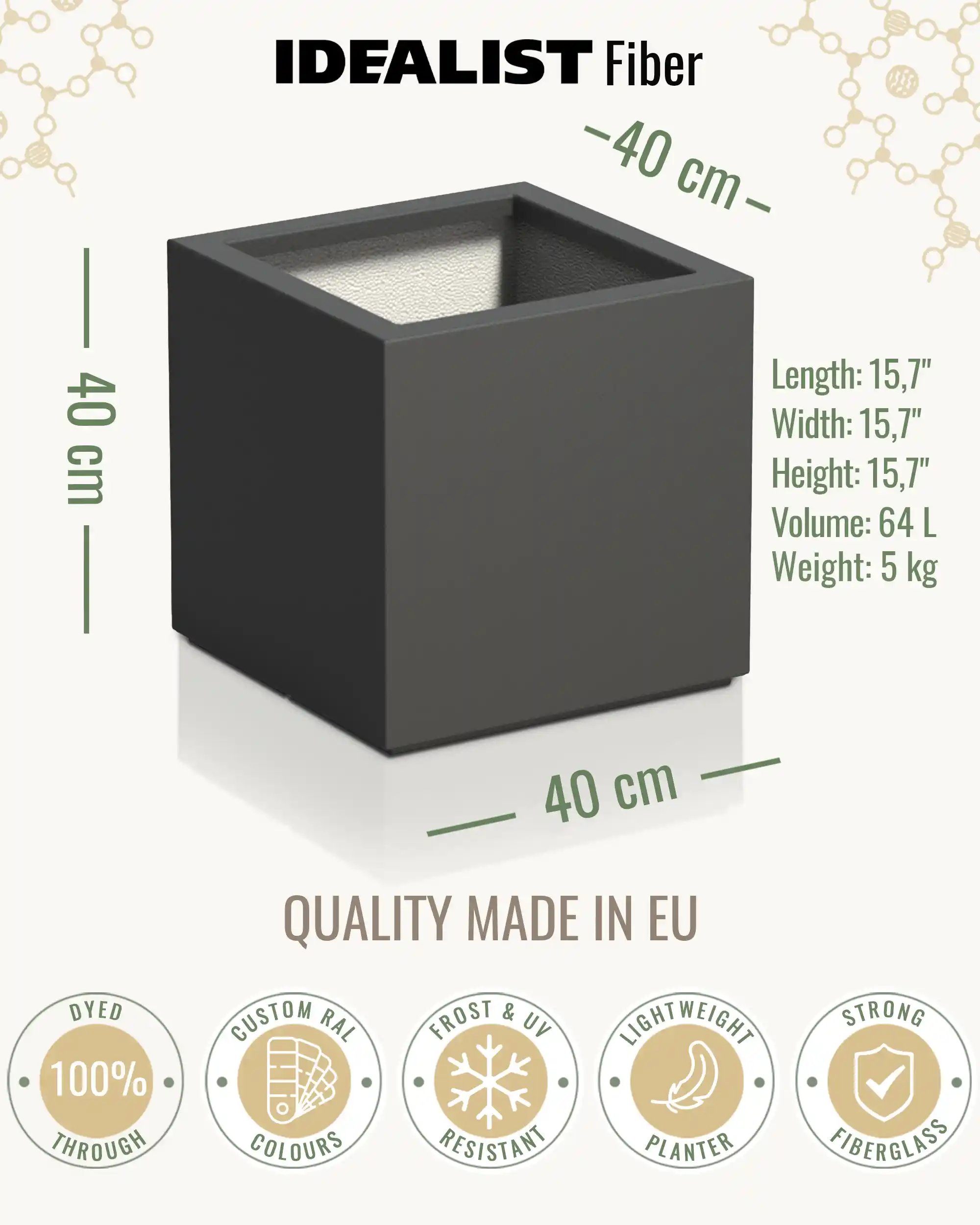 PURE Cube Outdoor Fiberglass Planter