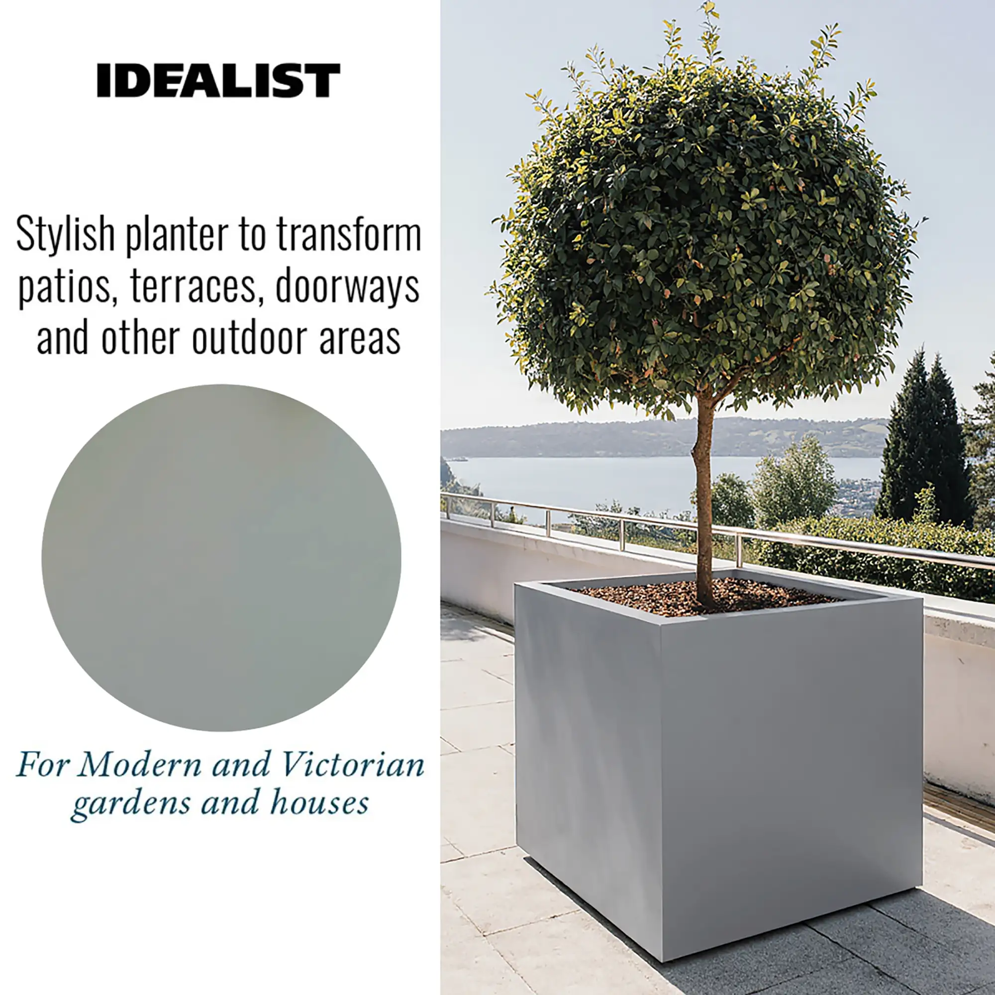 IDEALIST Lite Square Box Contemporary Light Concrete Planter