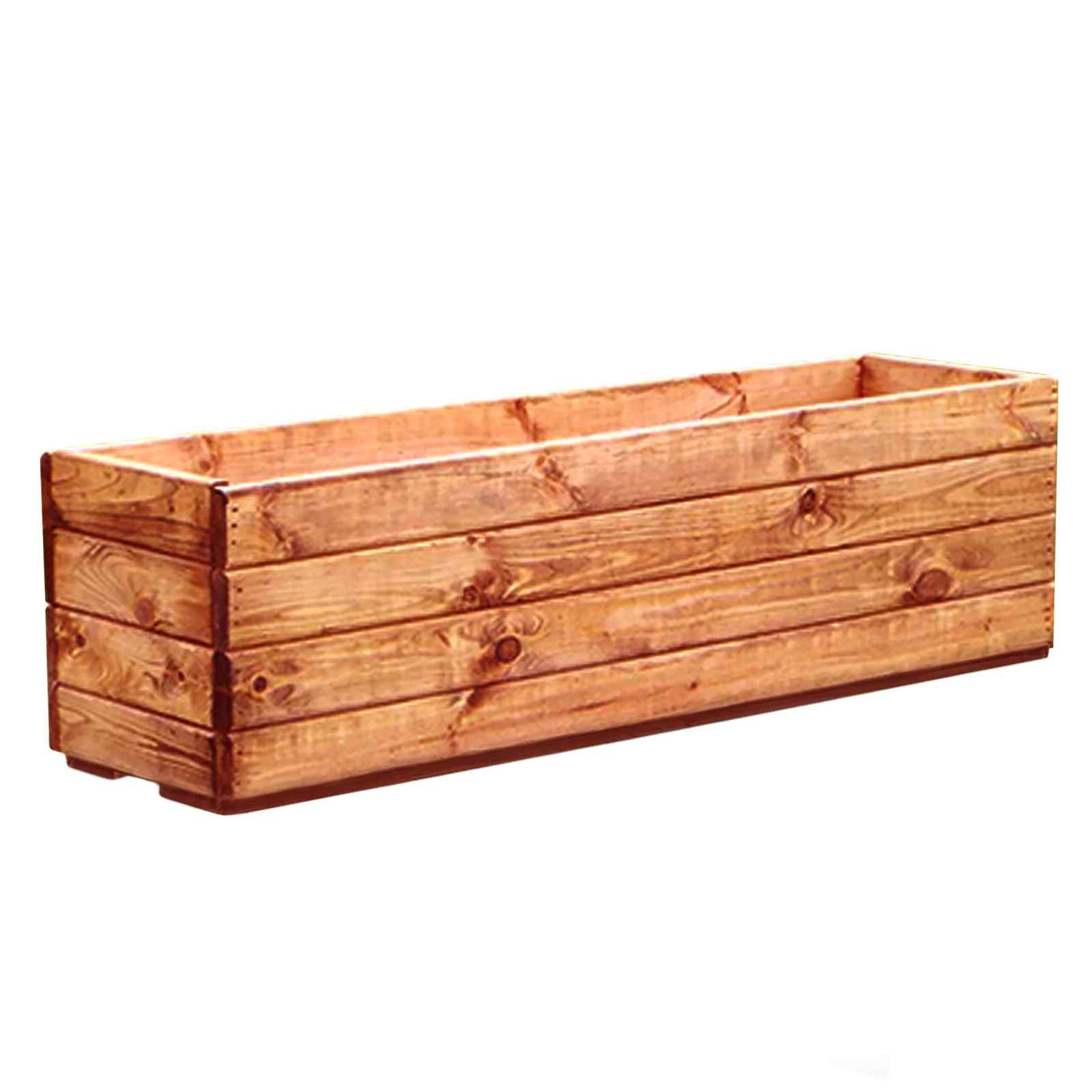 Rustic Scandinavian Redwood Open Trough Outdoor Planter Made in UK by HORTICO