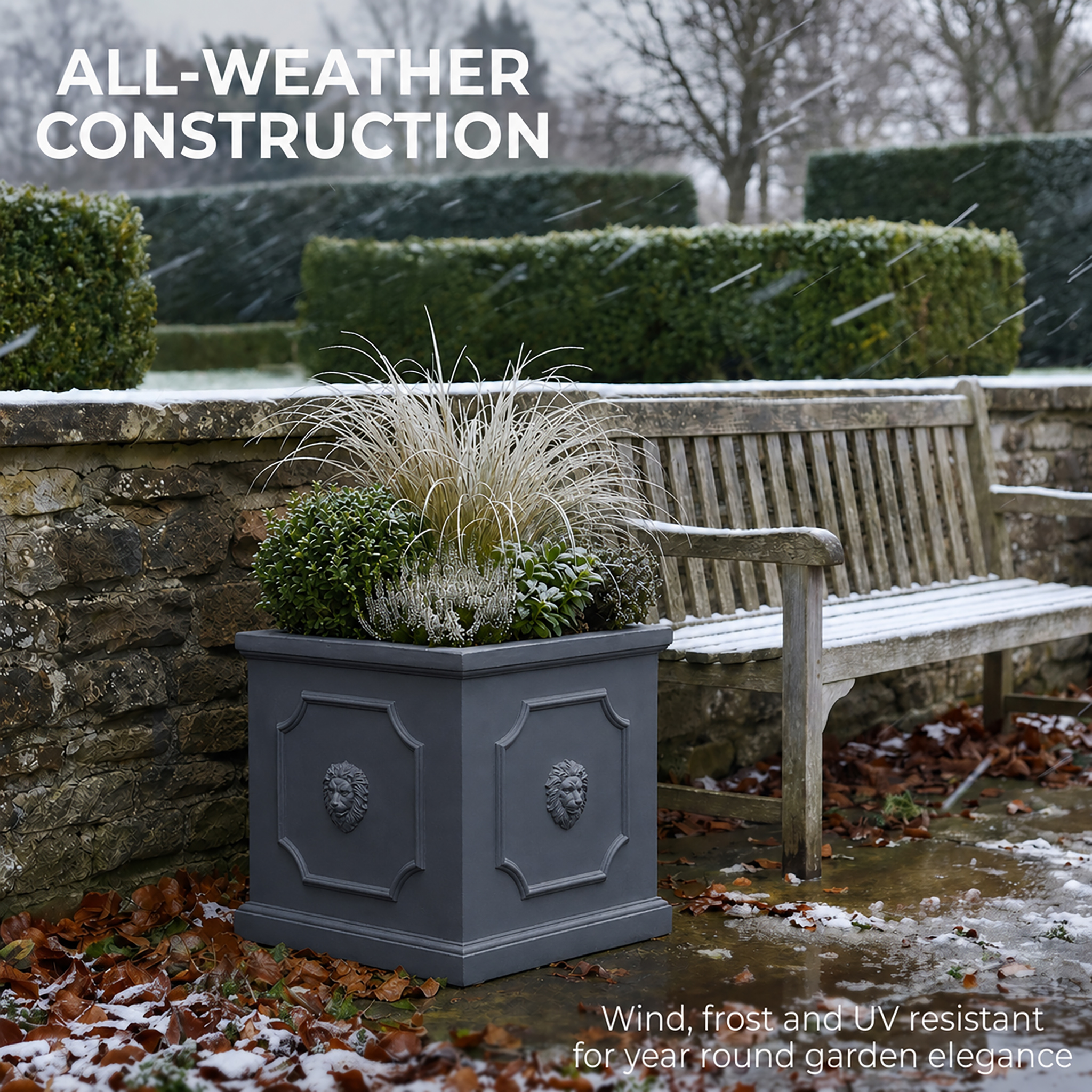 IDEALIST Lite Faux Lead Light Concrete Garden Planter