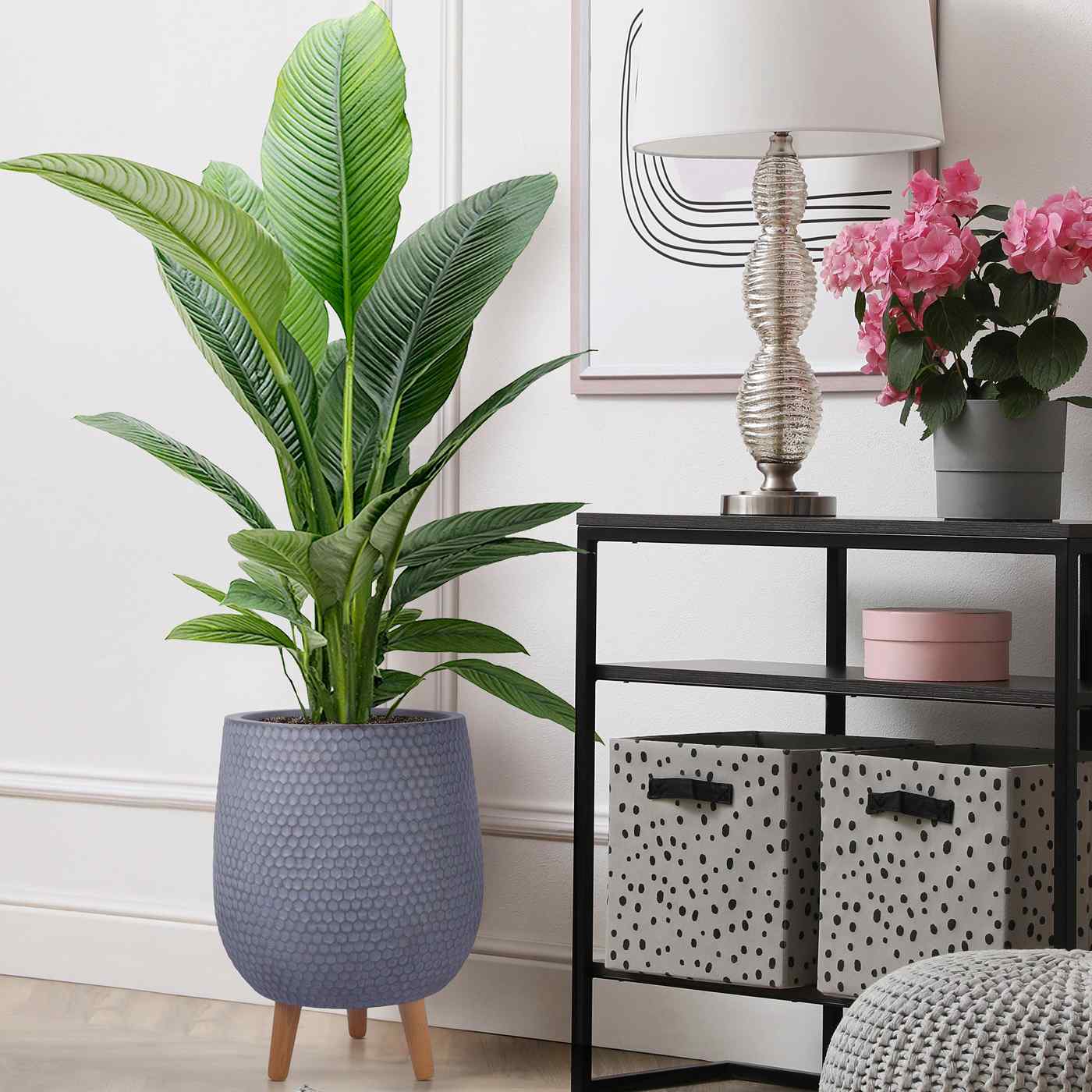 IDEALIST Lite Honeycomb Style Egg Planter on Legs, Round Pot Plant Stand Indoor