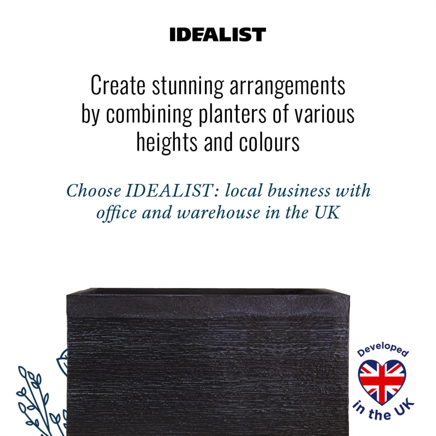 IDEALIST Lite Ribbed Light Concrete Trough Planter