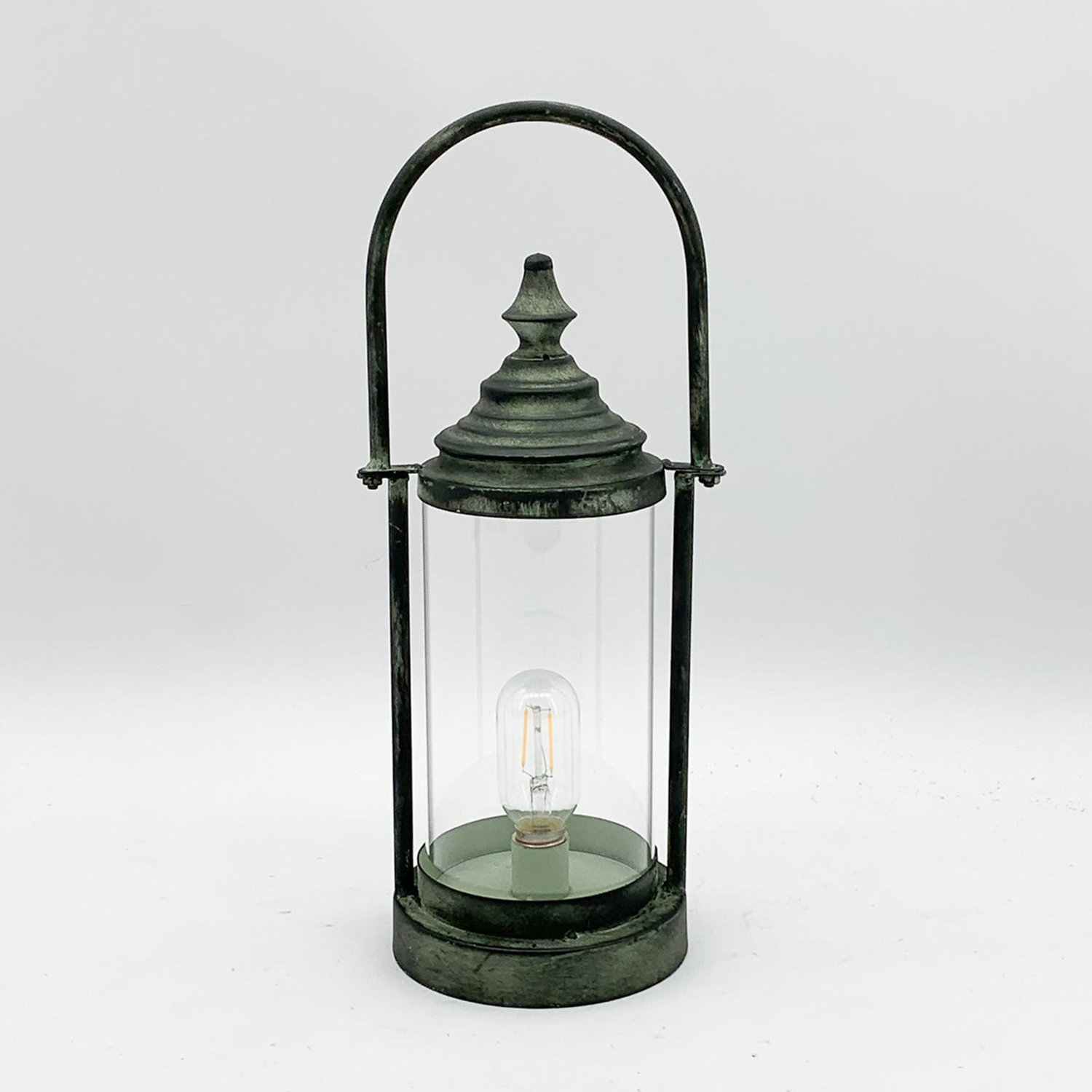 Cylinder Metal Antique Garden Dark Silver Lantern by Minster