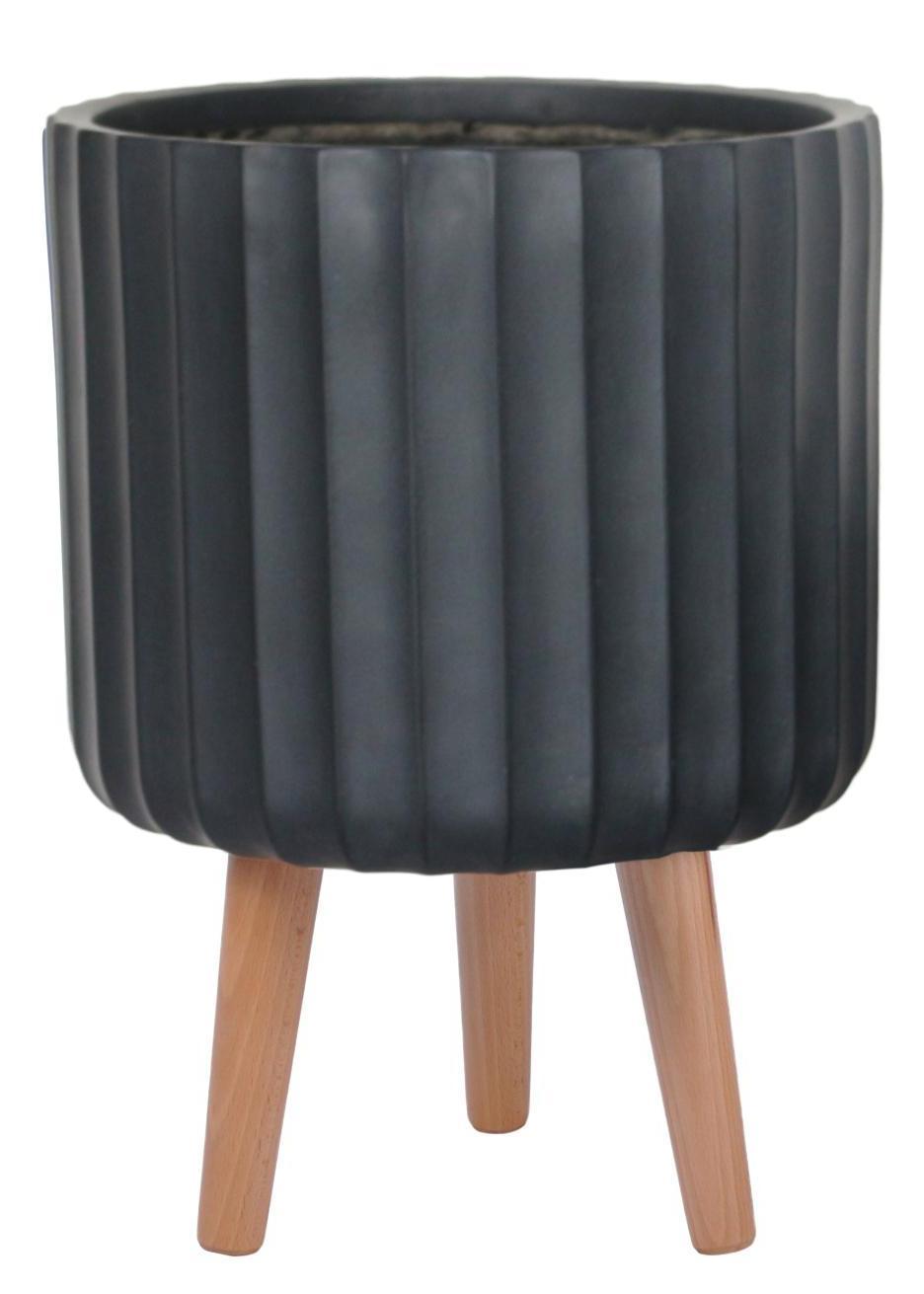 IDEALIST Lite Modern Ribbed Cylinder Planter on Legs, Round Pot Plant Stand Indoor