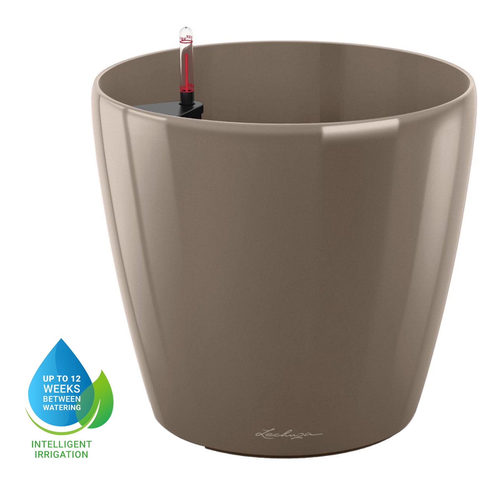 LECHUZA CLASSICO Round Poly Resin Self-watering Planter with Substrate