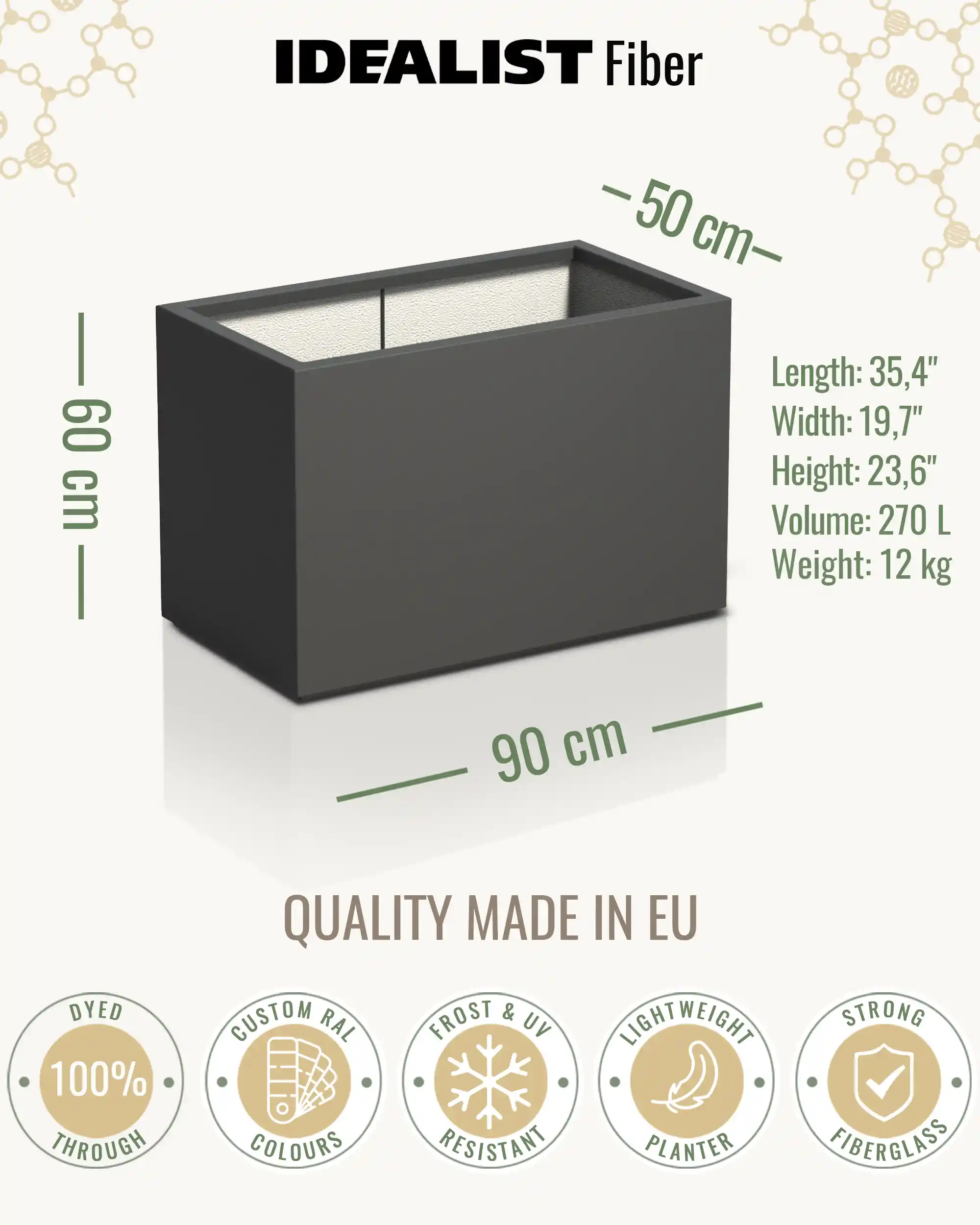 AXIS Trough Outdoor Fiberglass Planter
