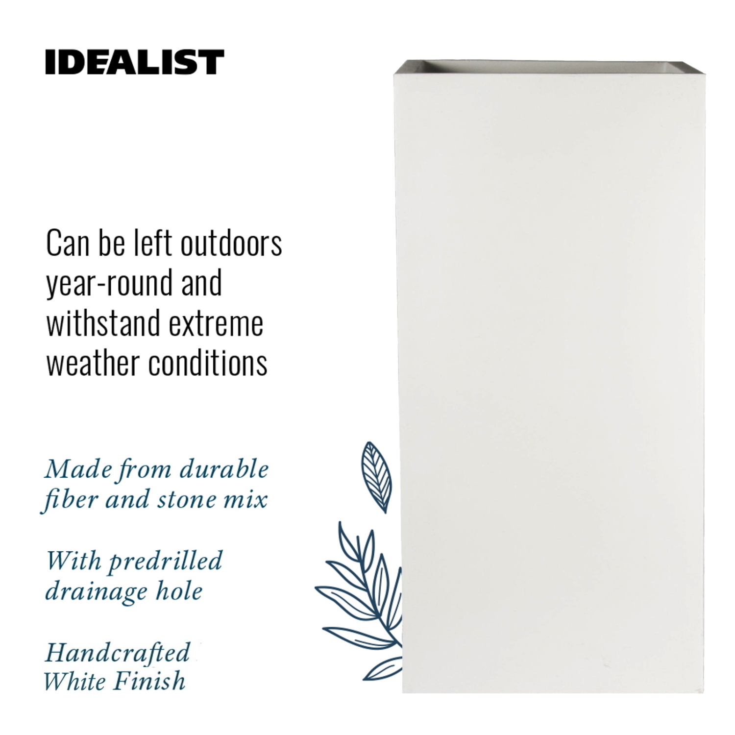 IDEALIST Lite Tall Square Contemporary Light Concrete Planter