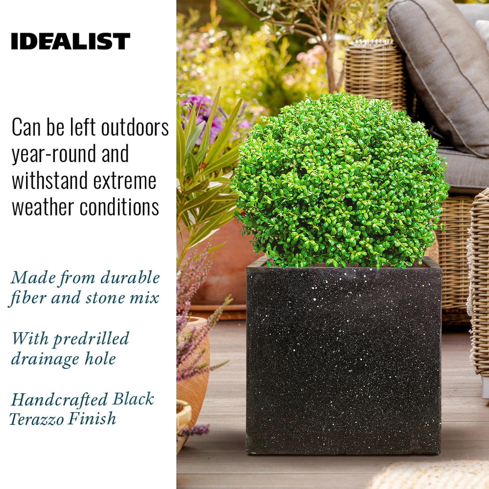 IDEALIST Lite Square Box Contemporary Marble Light Concrete Planter