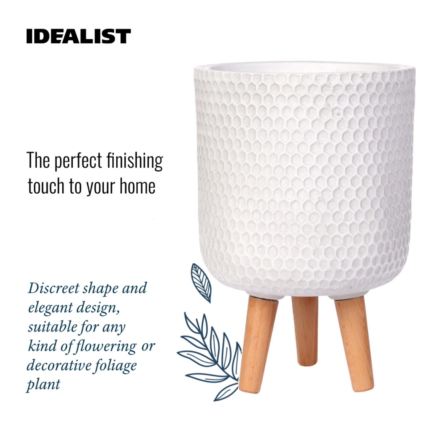 IDEALIST Lite Honeycomb Style Cylinder Planter on Legs, Round Pot Plant Stand Indoor
