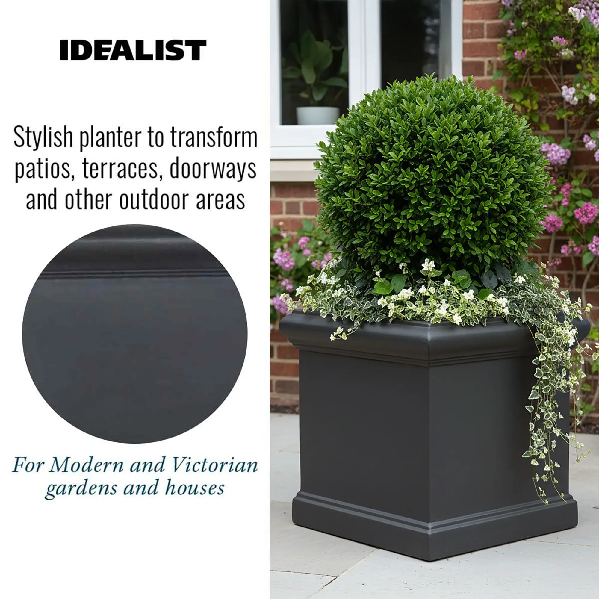 IDEALIST Lite Victorian Box Square Light Stone Outdoor Planter